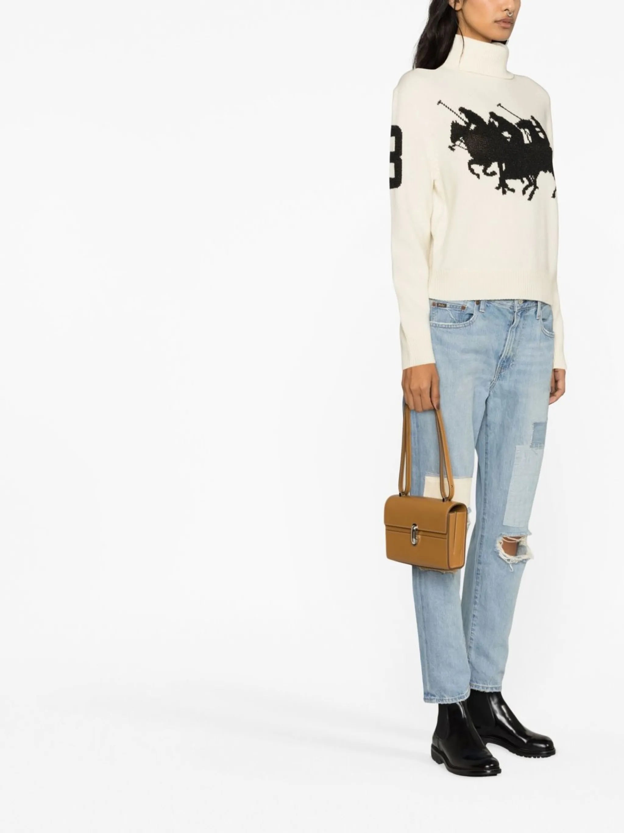 Avery patchwork straight-leg jeans