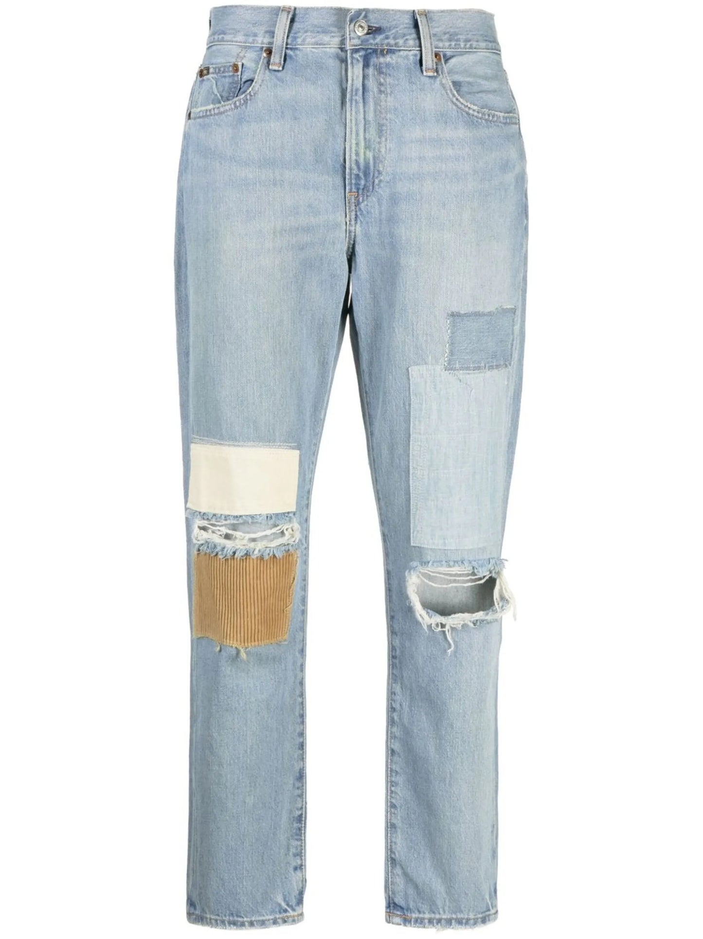 Avery patchwork straight-leg jeans