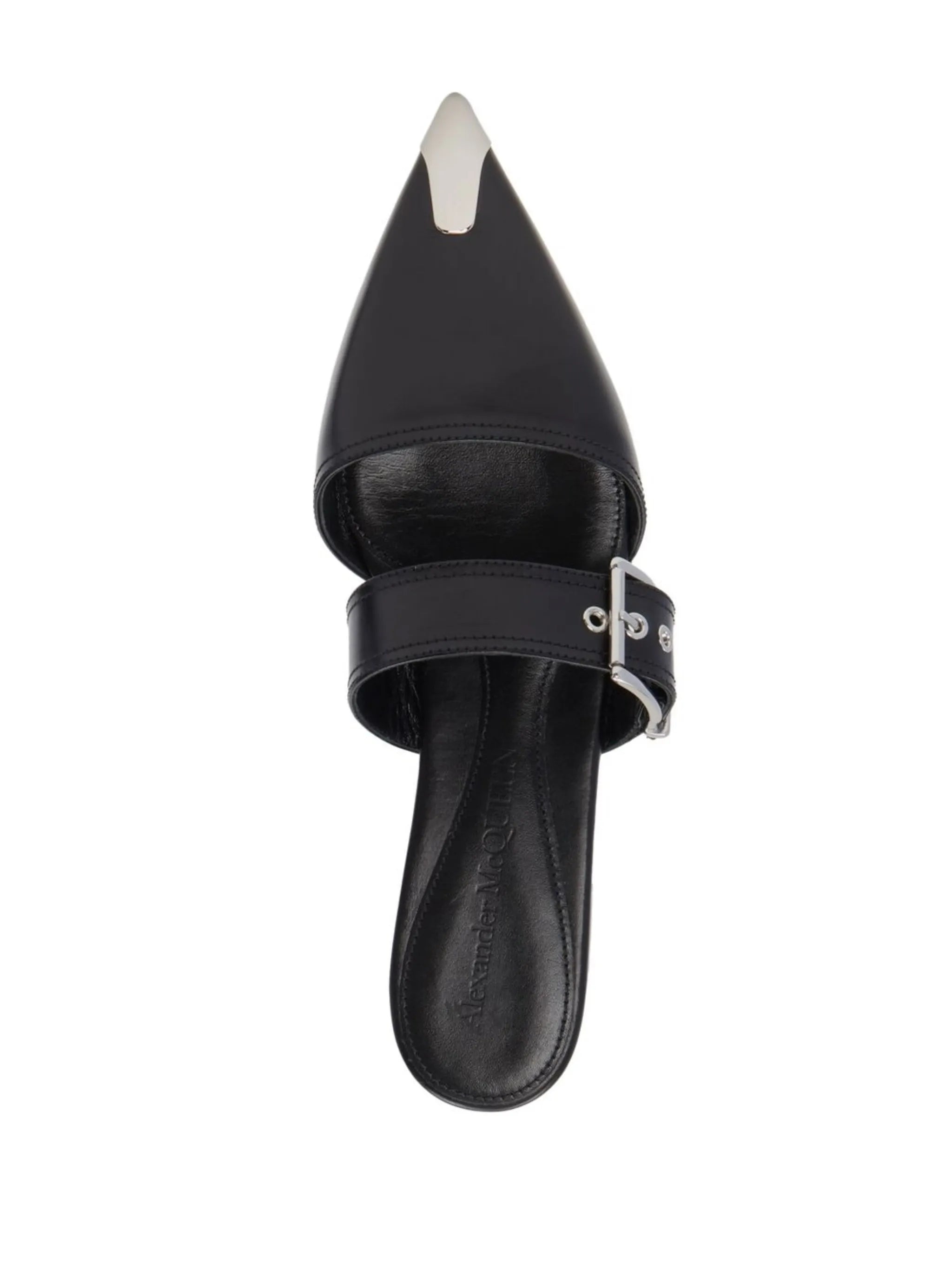 buckled leather mules