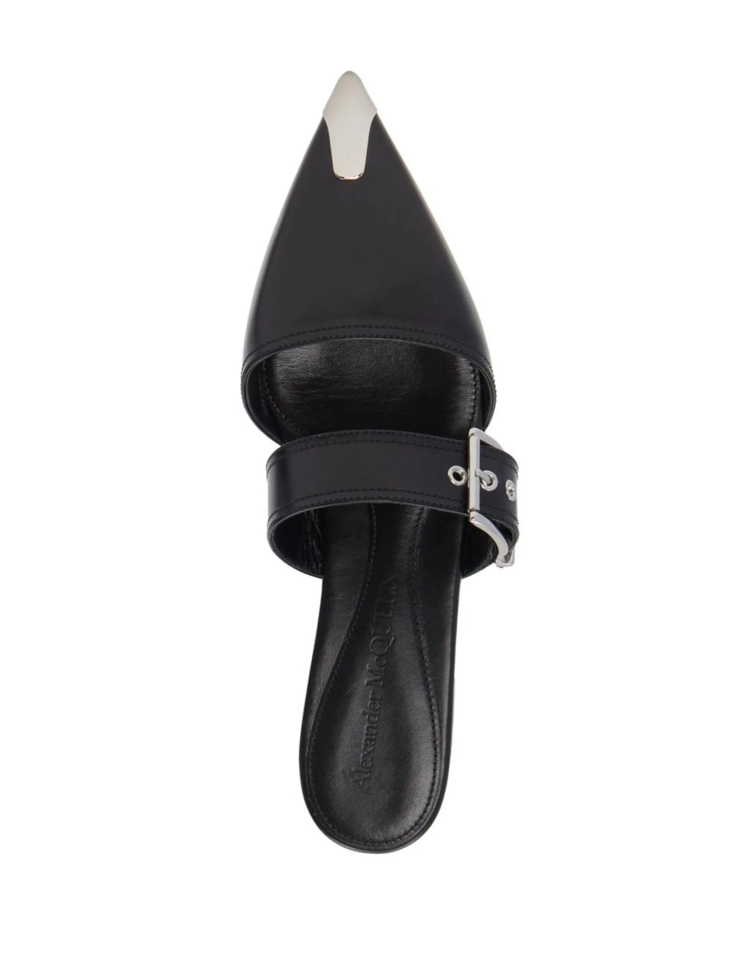 buckled leather mules