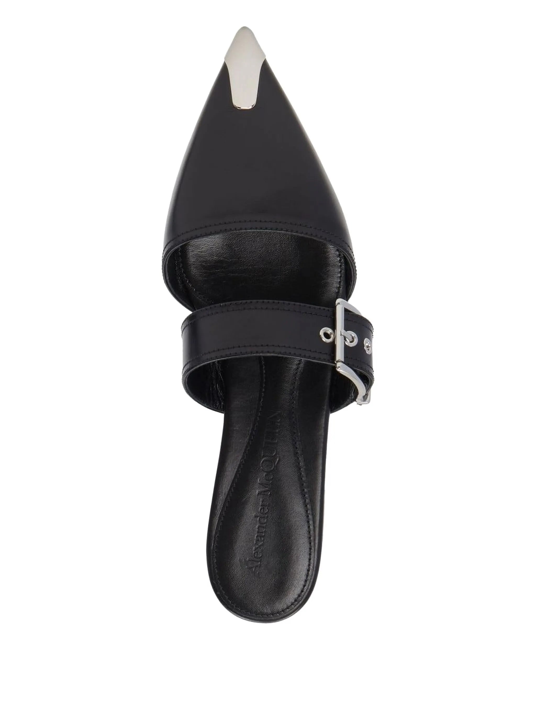 buckled leather mules