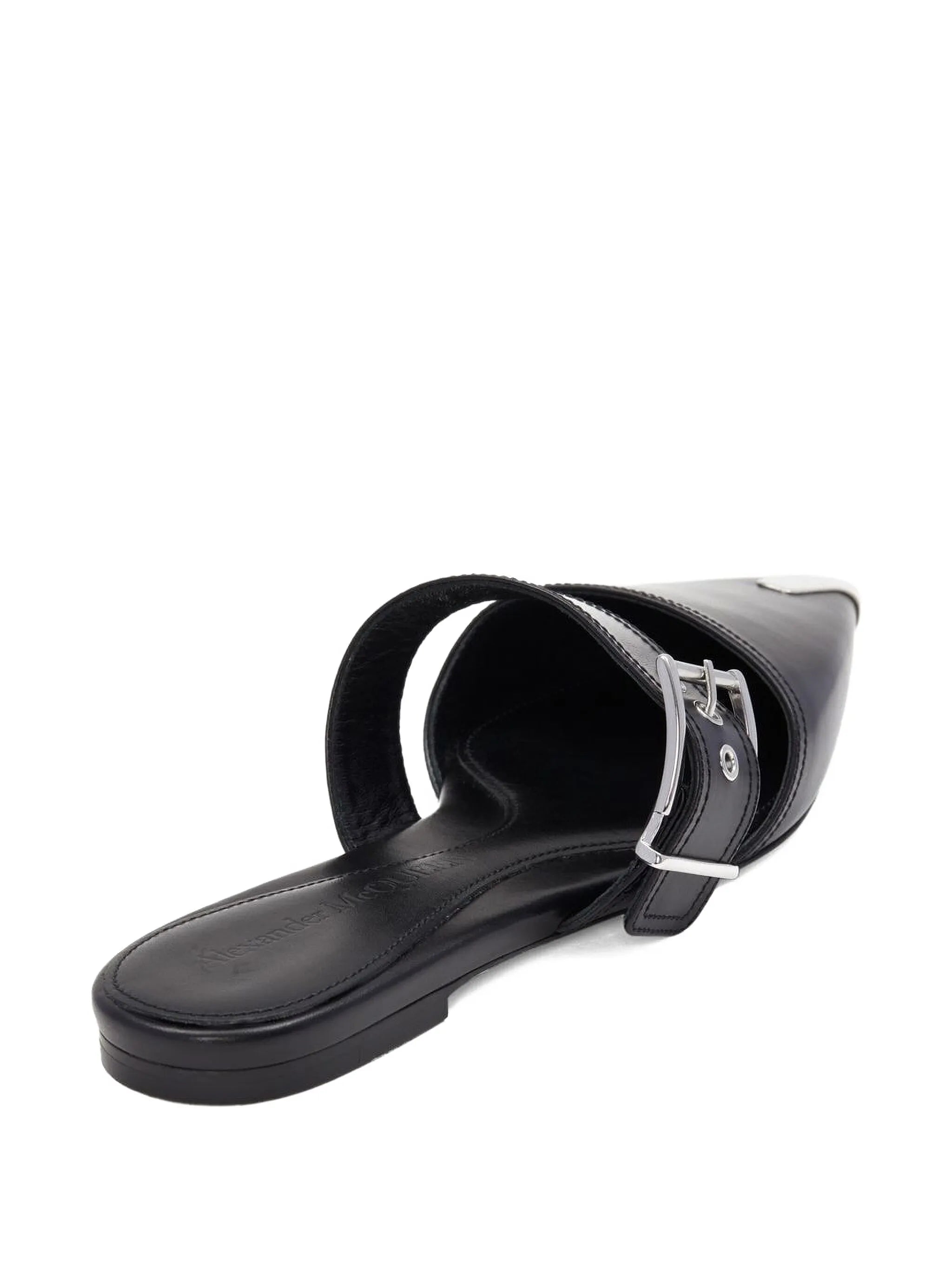 buckled leather mules