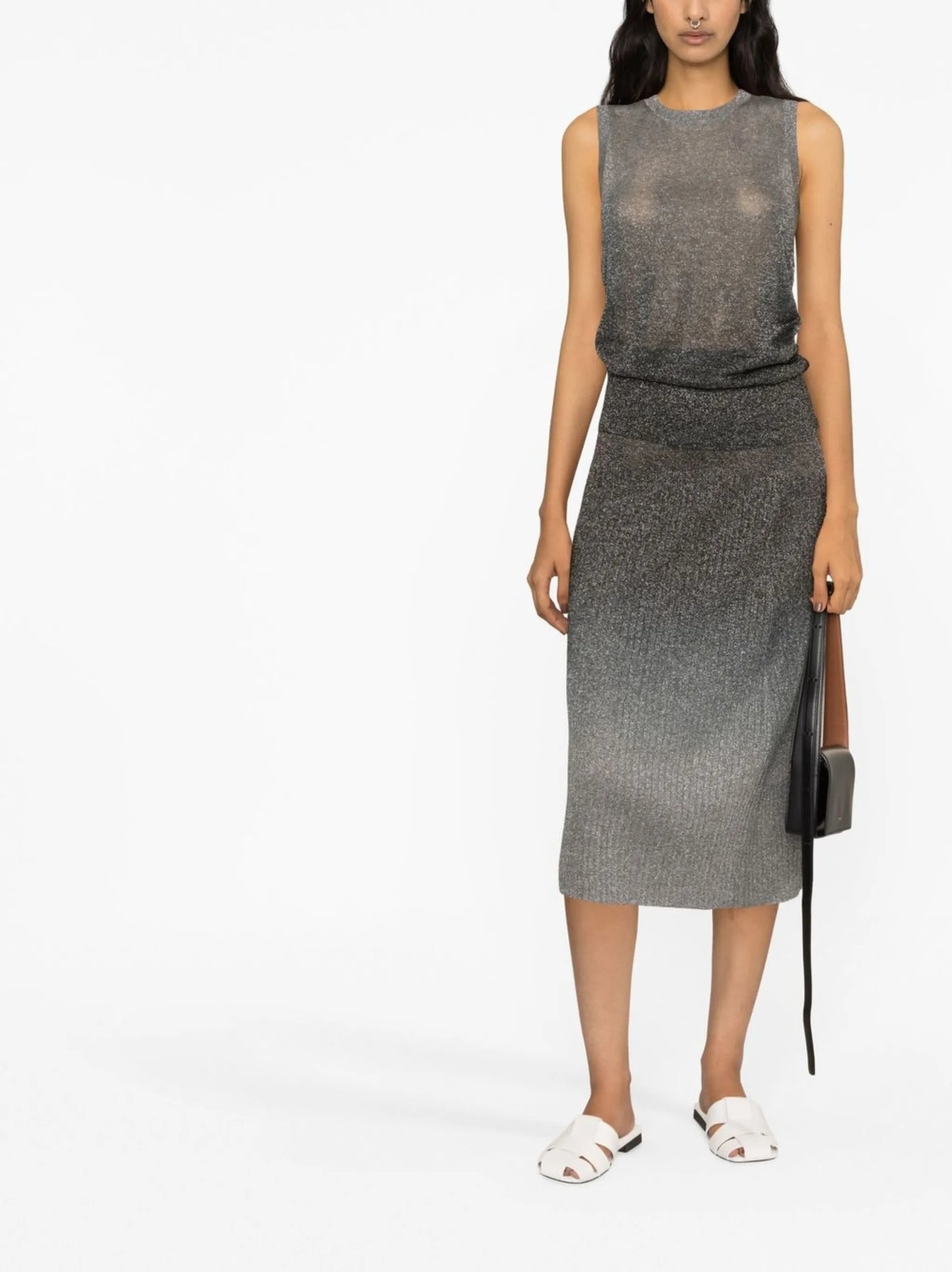 sleeveless lurex knitted vest