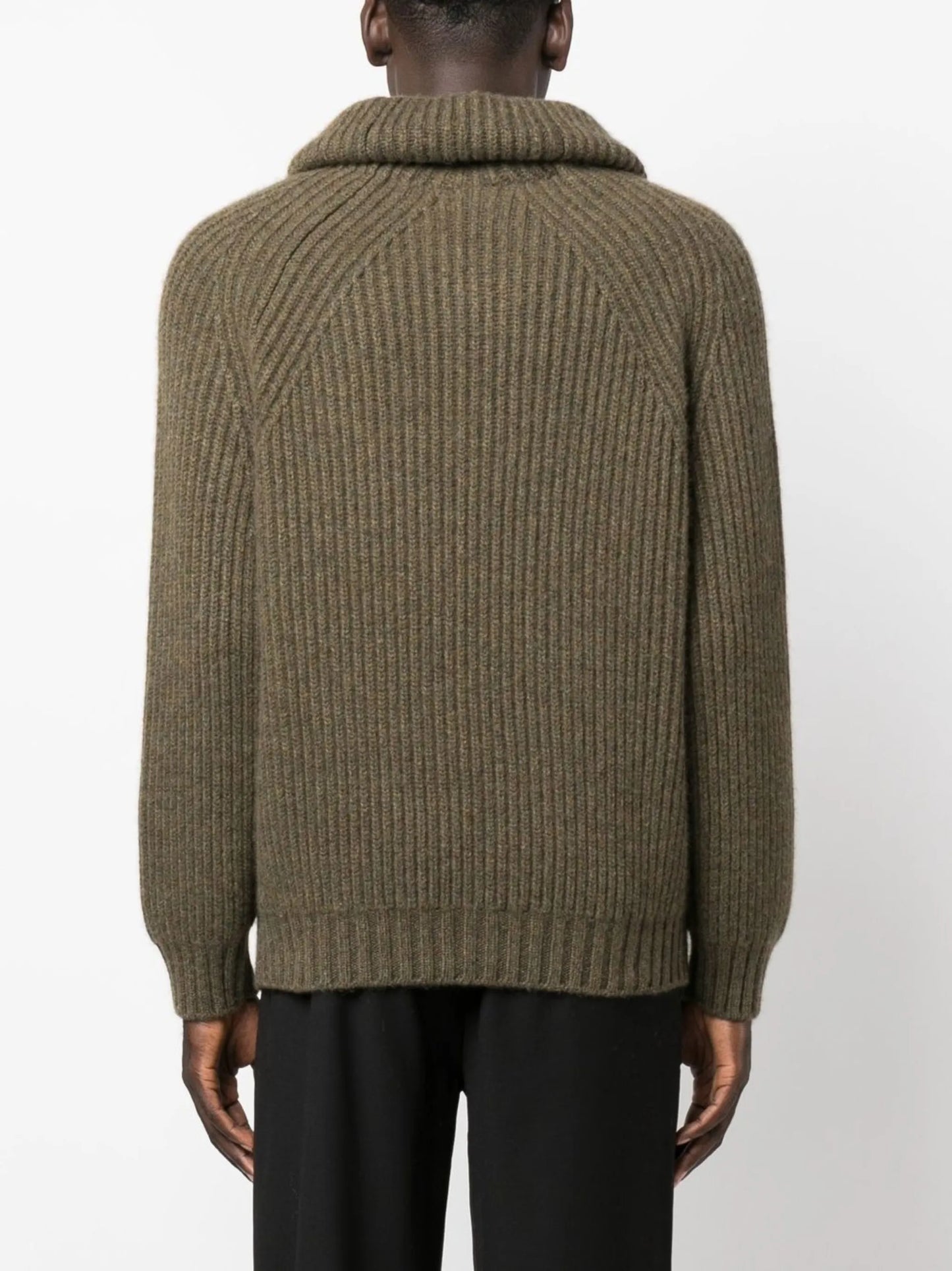 zipped ribbed-knit jumper