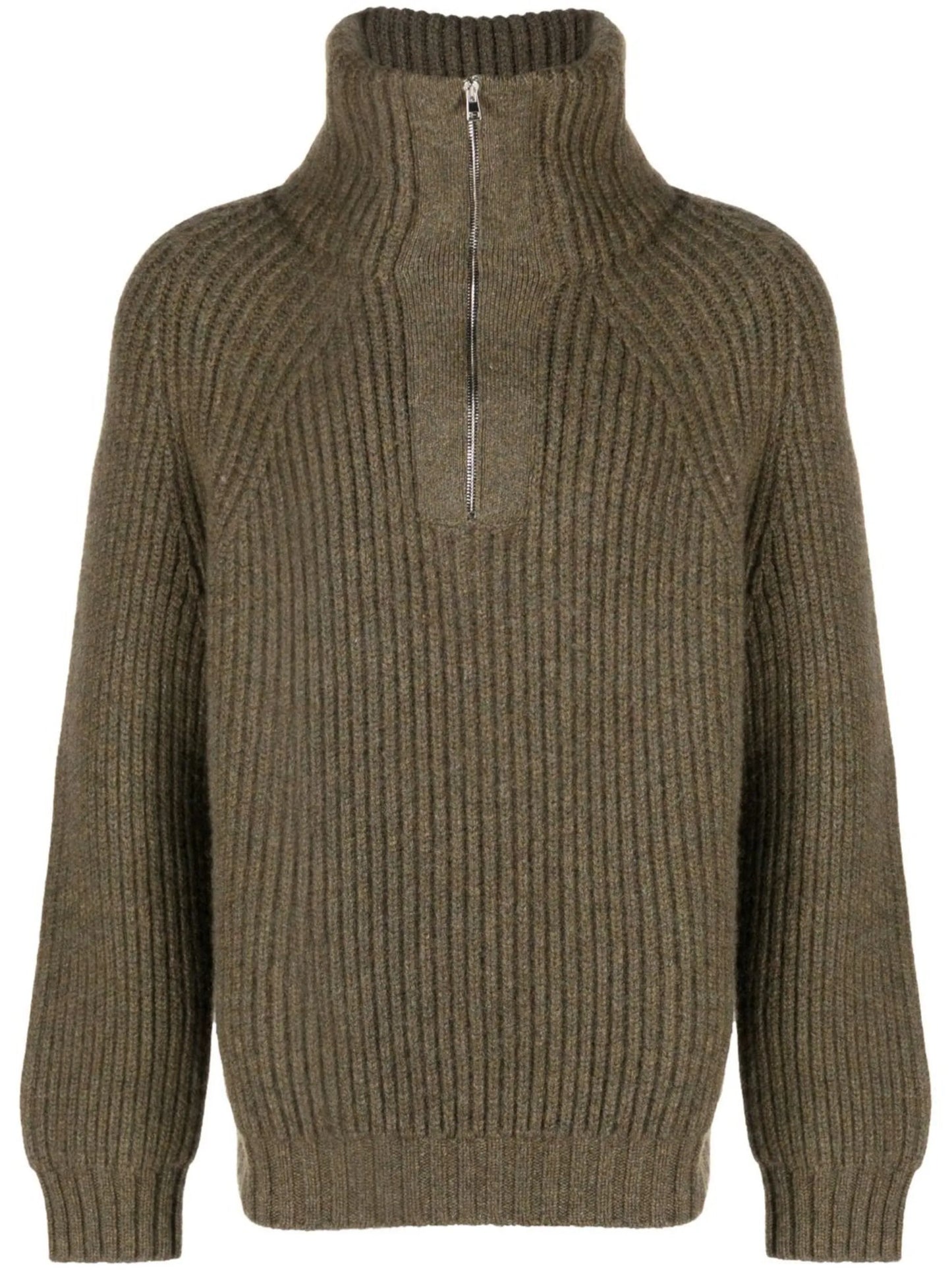 zipped ribbed-knit jumper