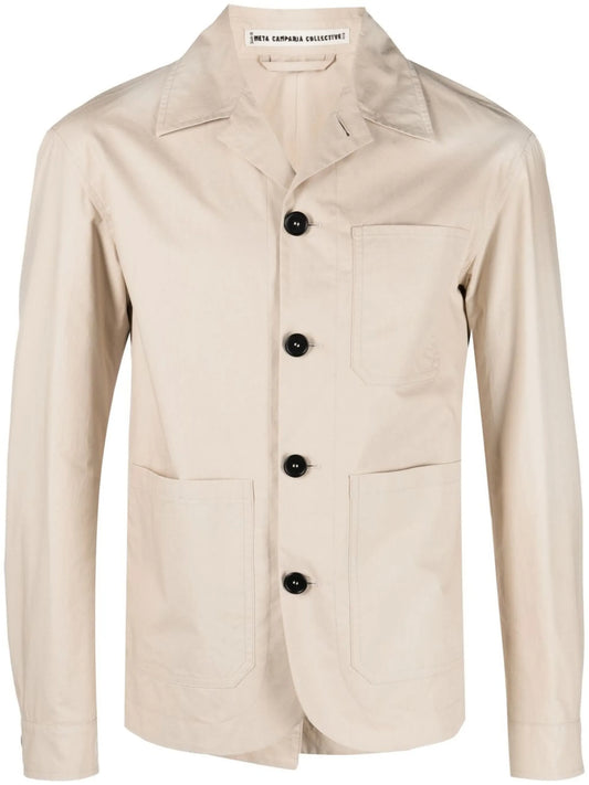 Cuban-collar organic-cotton shirt-jacket