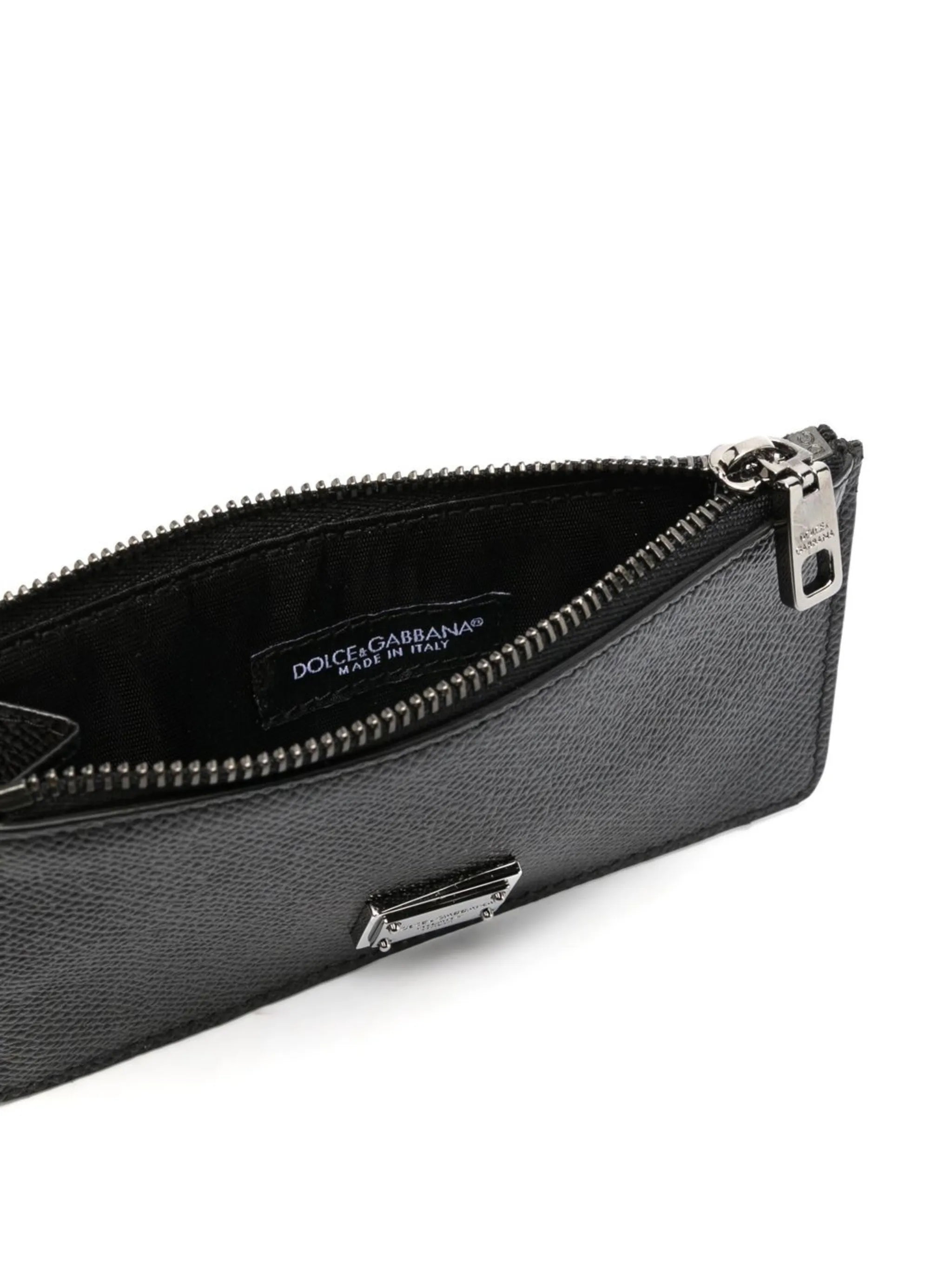 logo-tag leather card holder