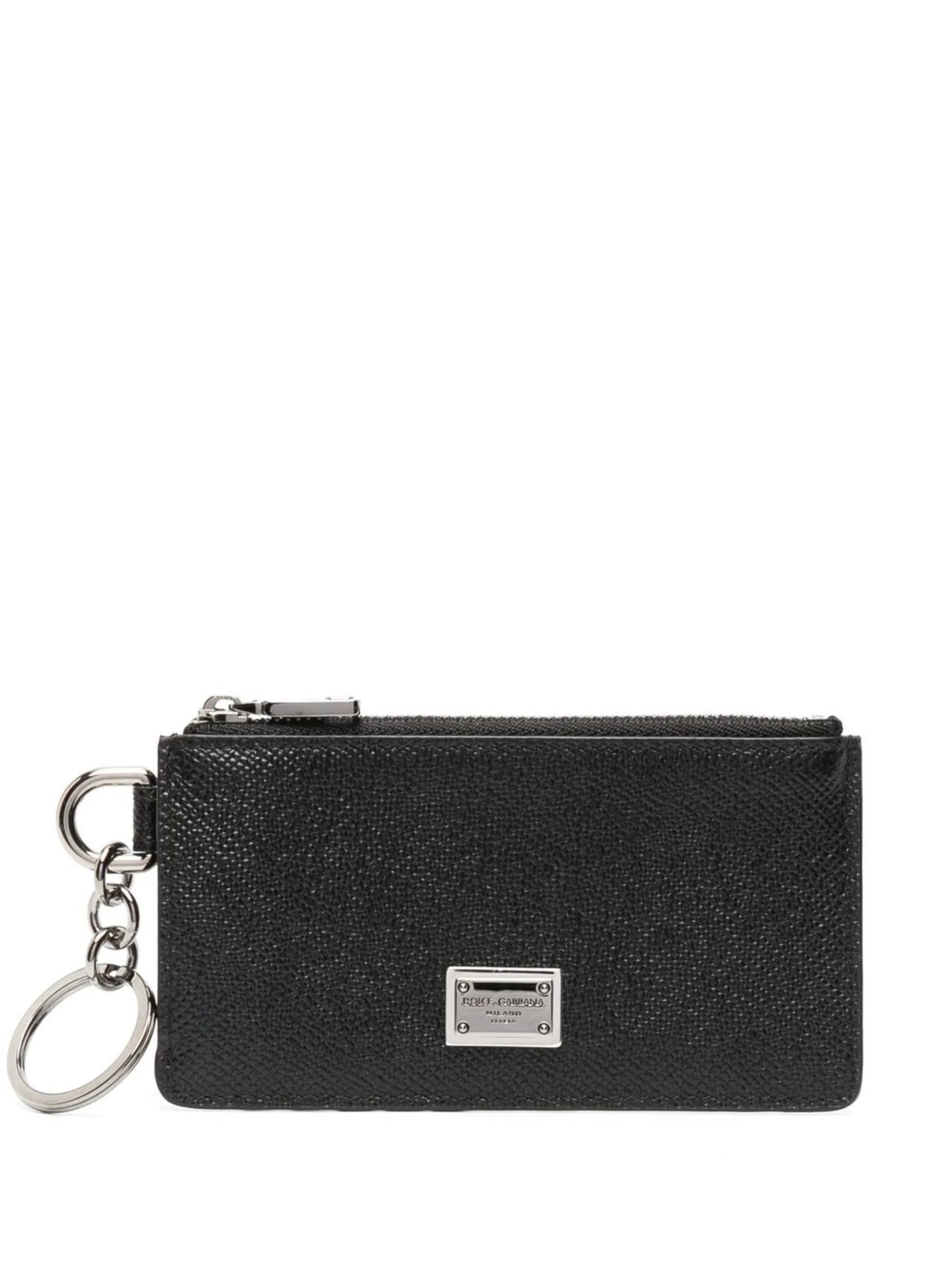 logo-tag leather card holder