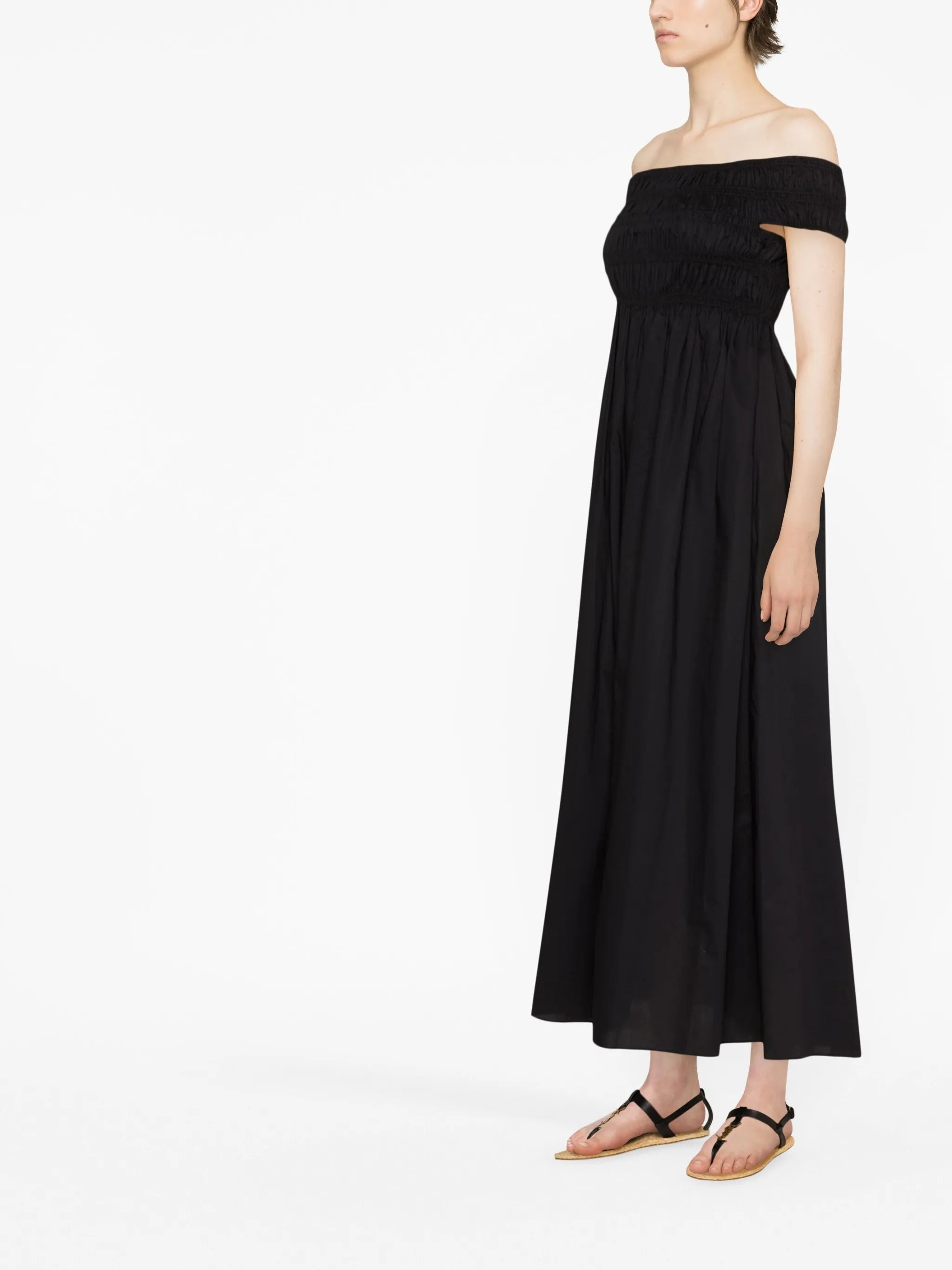 off-shoulder midi dress