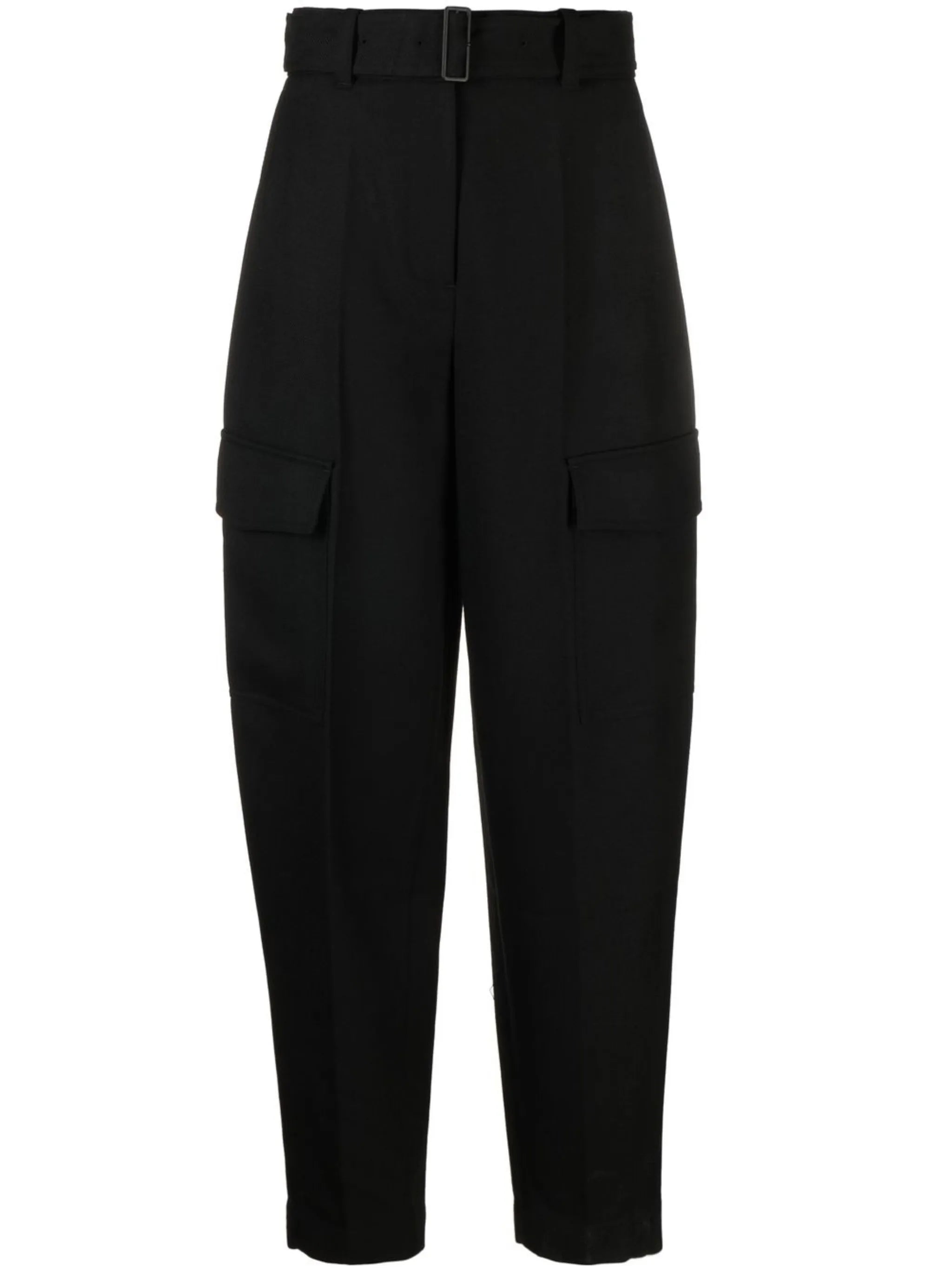 belted wool trousers