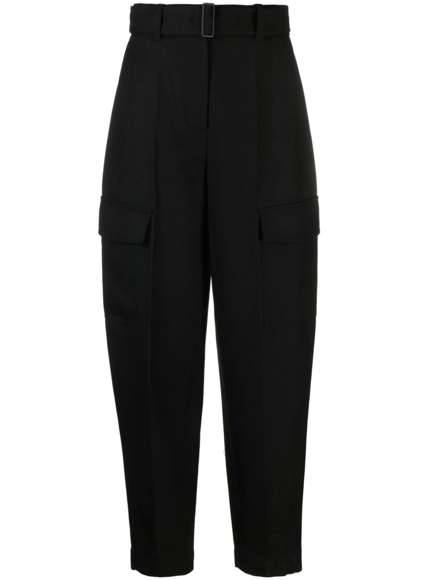 belted wool trousers