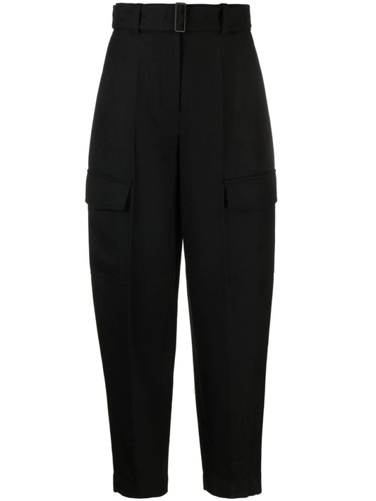 belted wool trousers