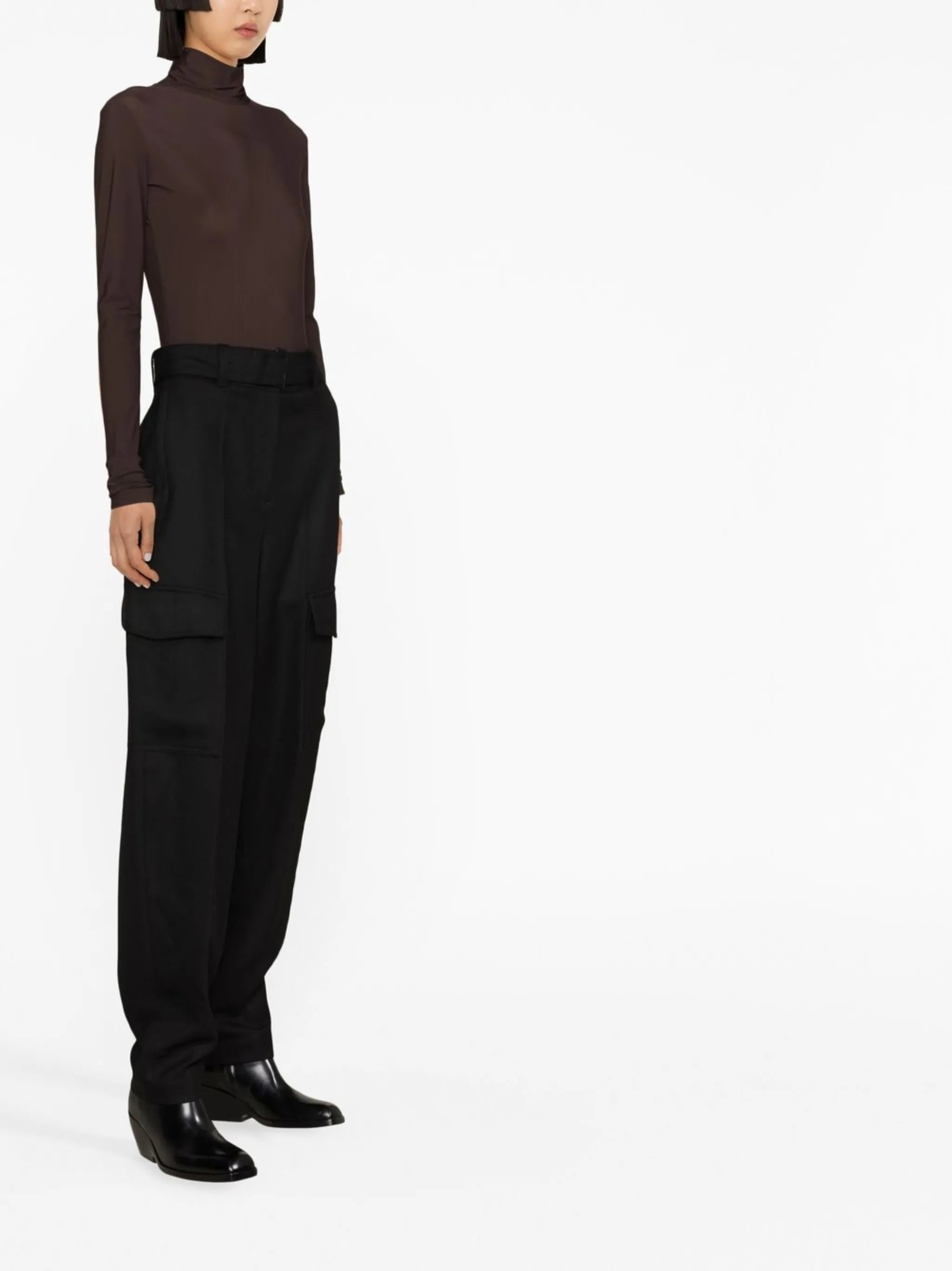 belted wool trousers