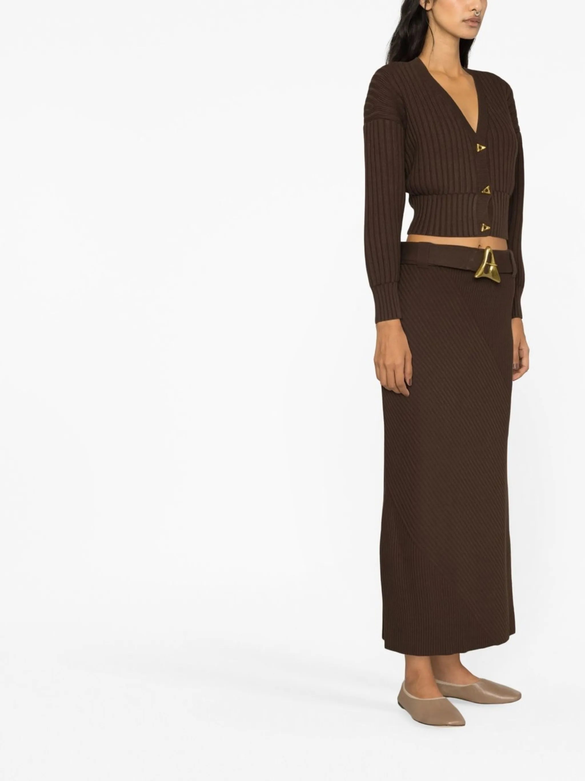 Mount cropped ribbed cardigan