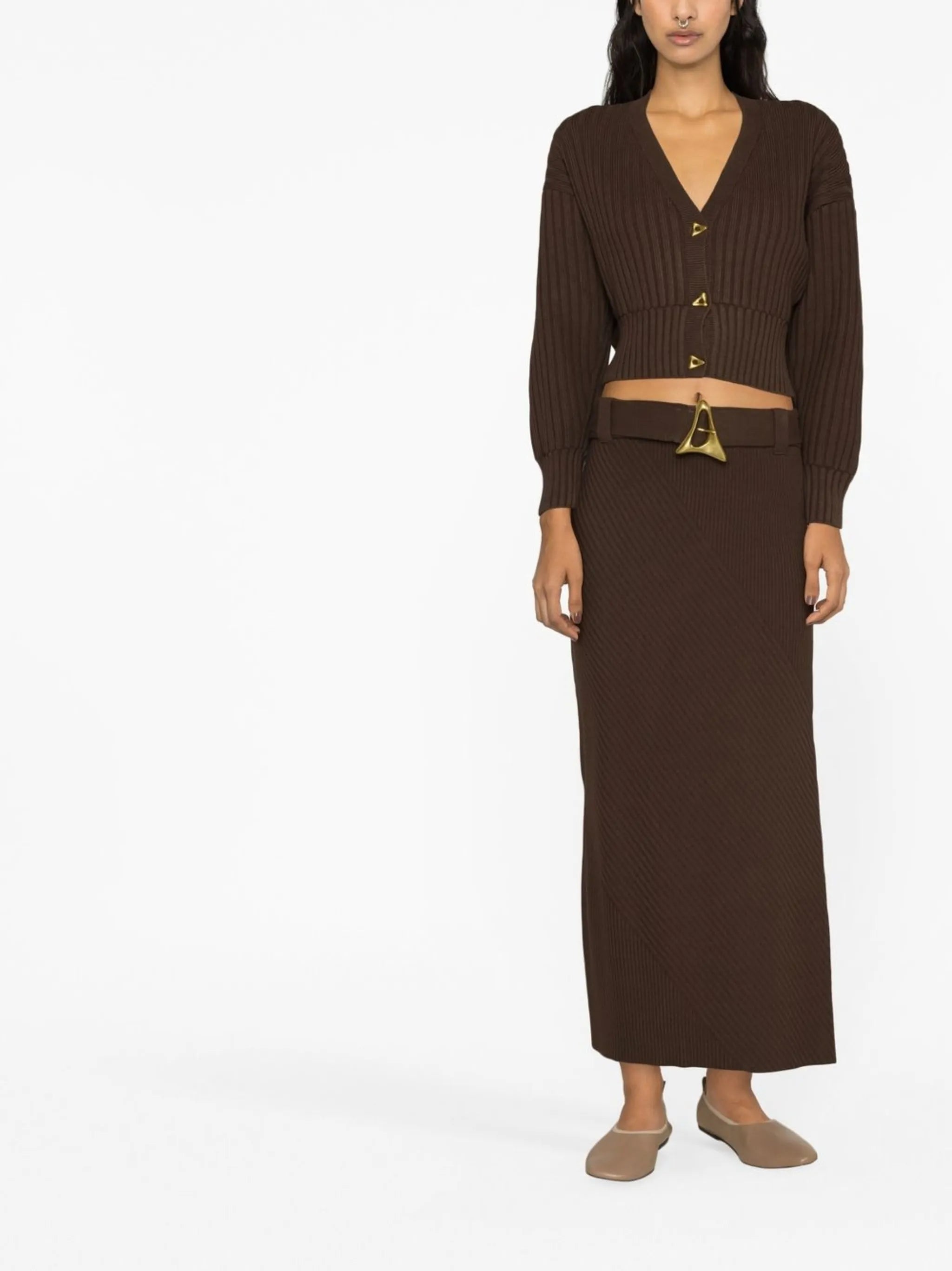 Mount cropped ribbed cardigan