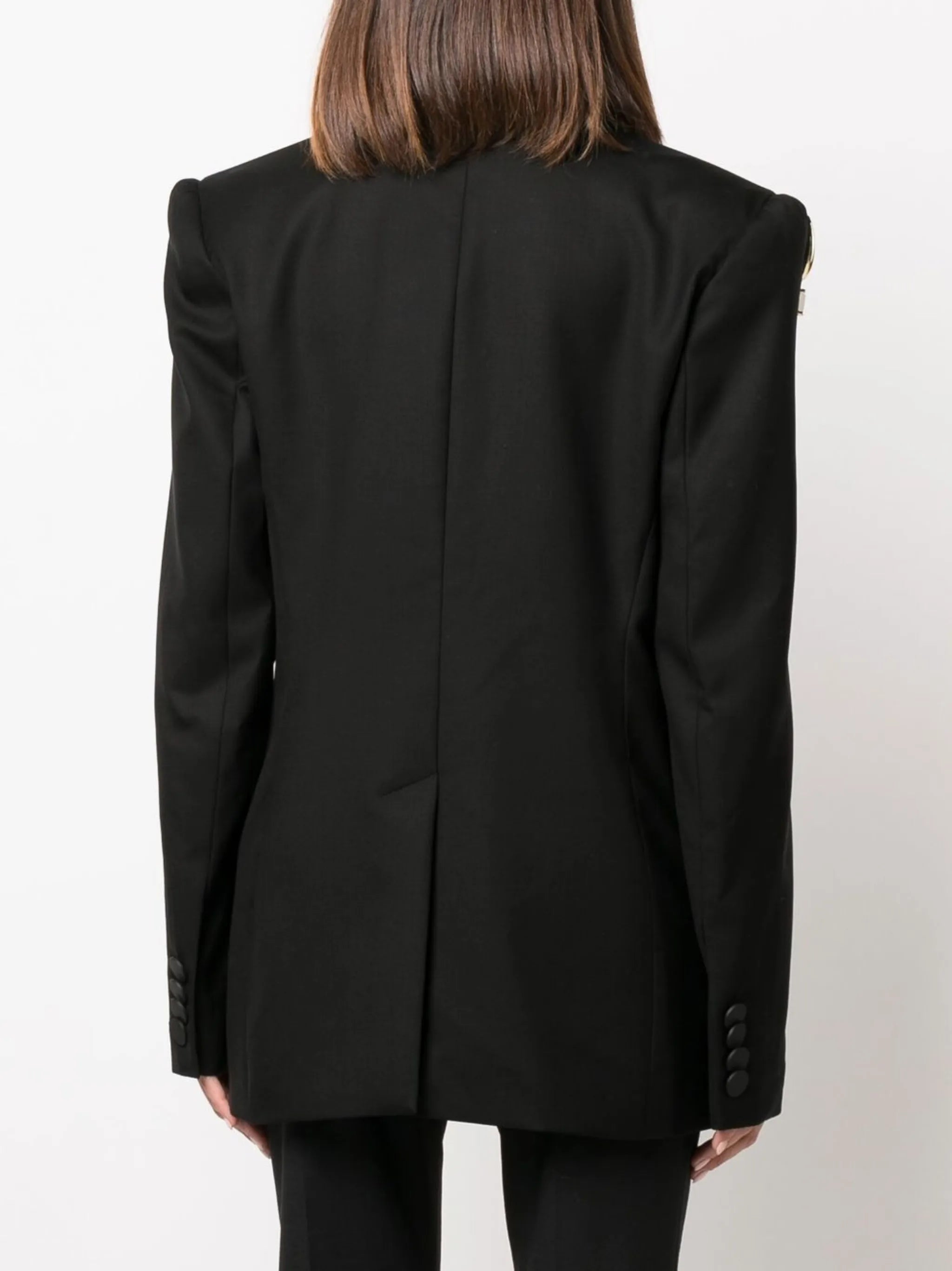 Pierced single-breasted wool blazer