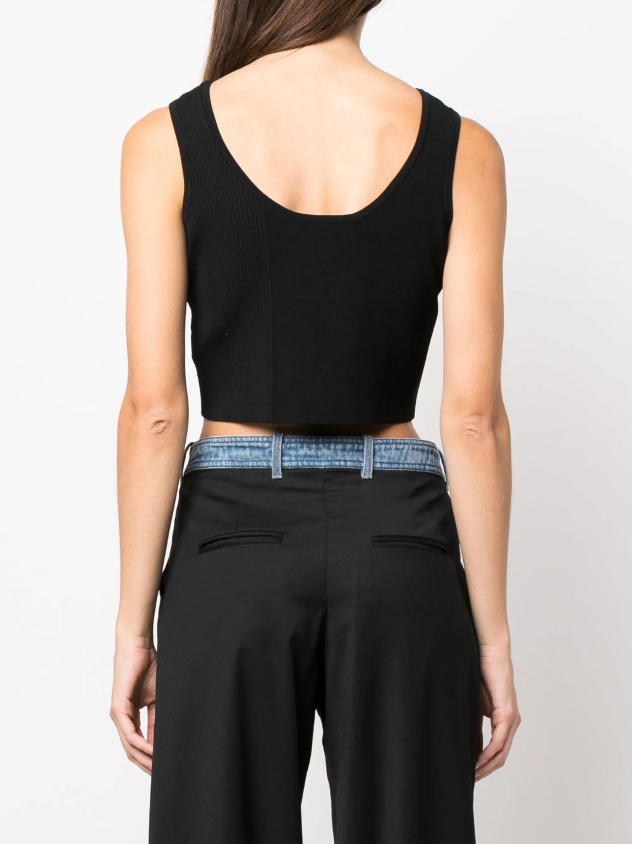 lattice-strap detail vest