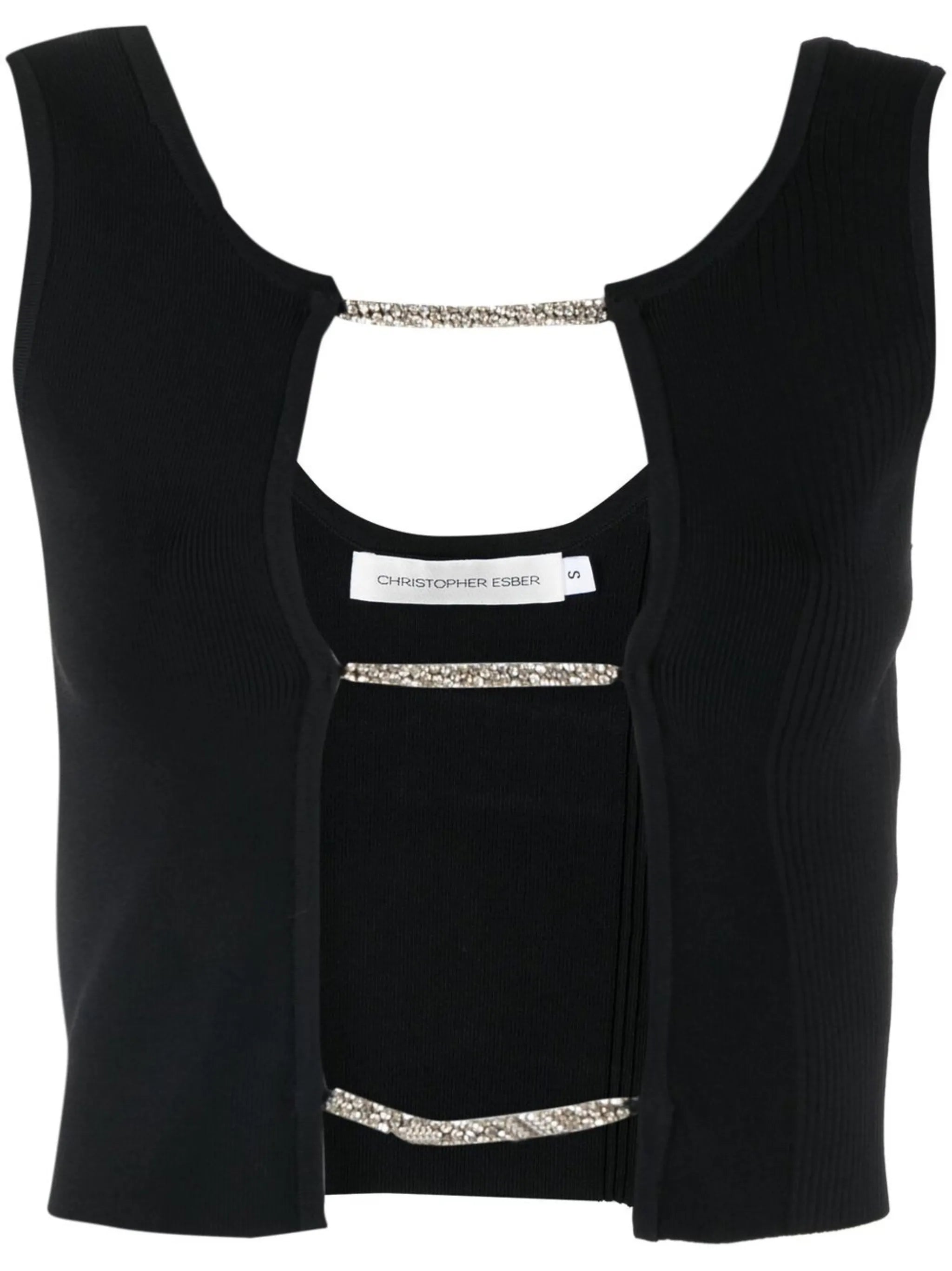 lattice-strap detail vest