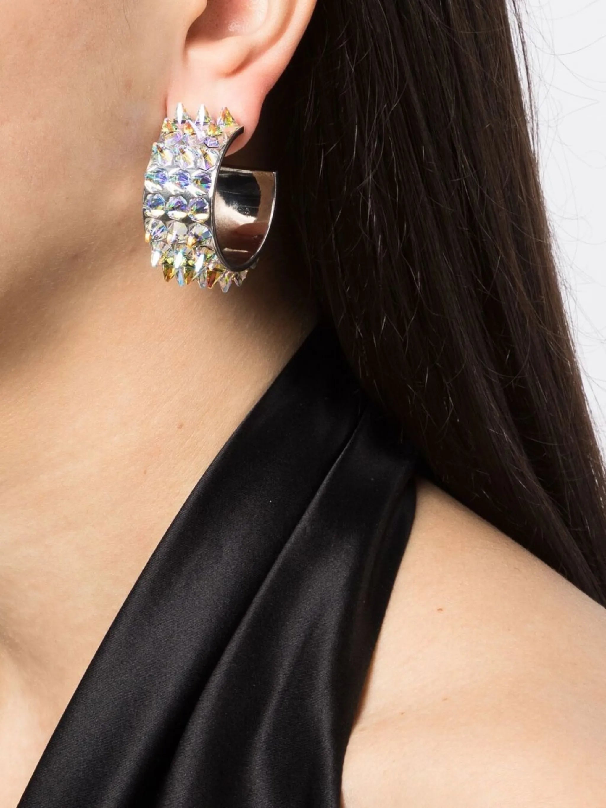 Big Karma stud embellished hoops