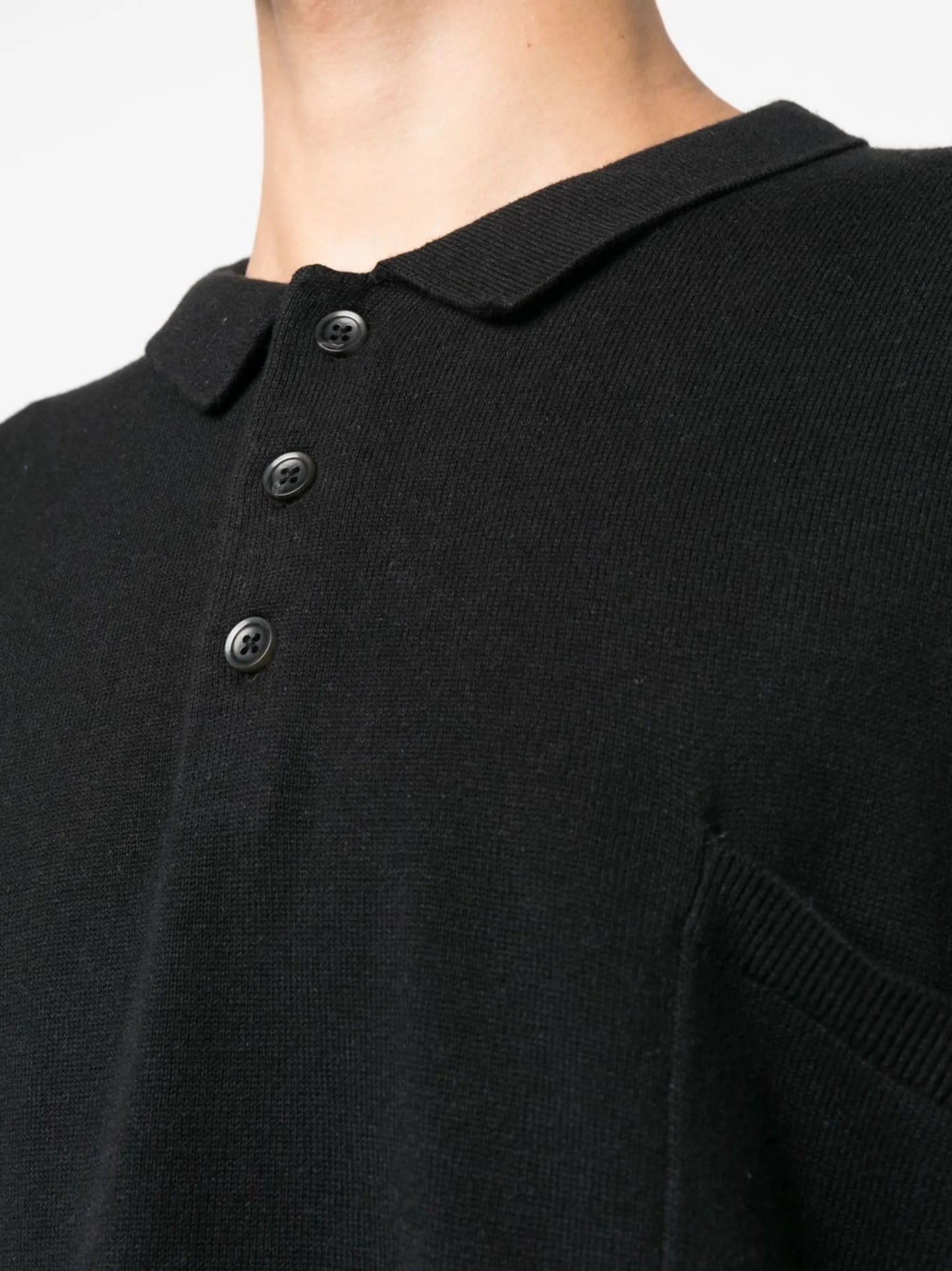 pocket long-sleeved polo shirt