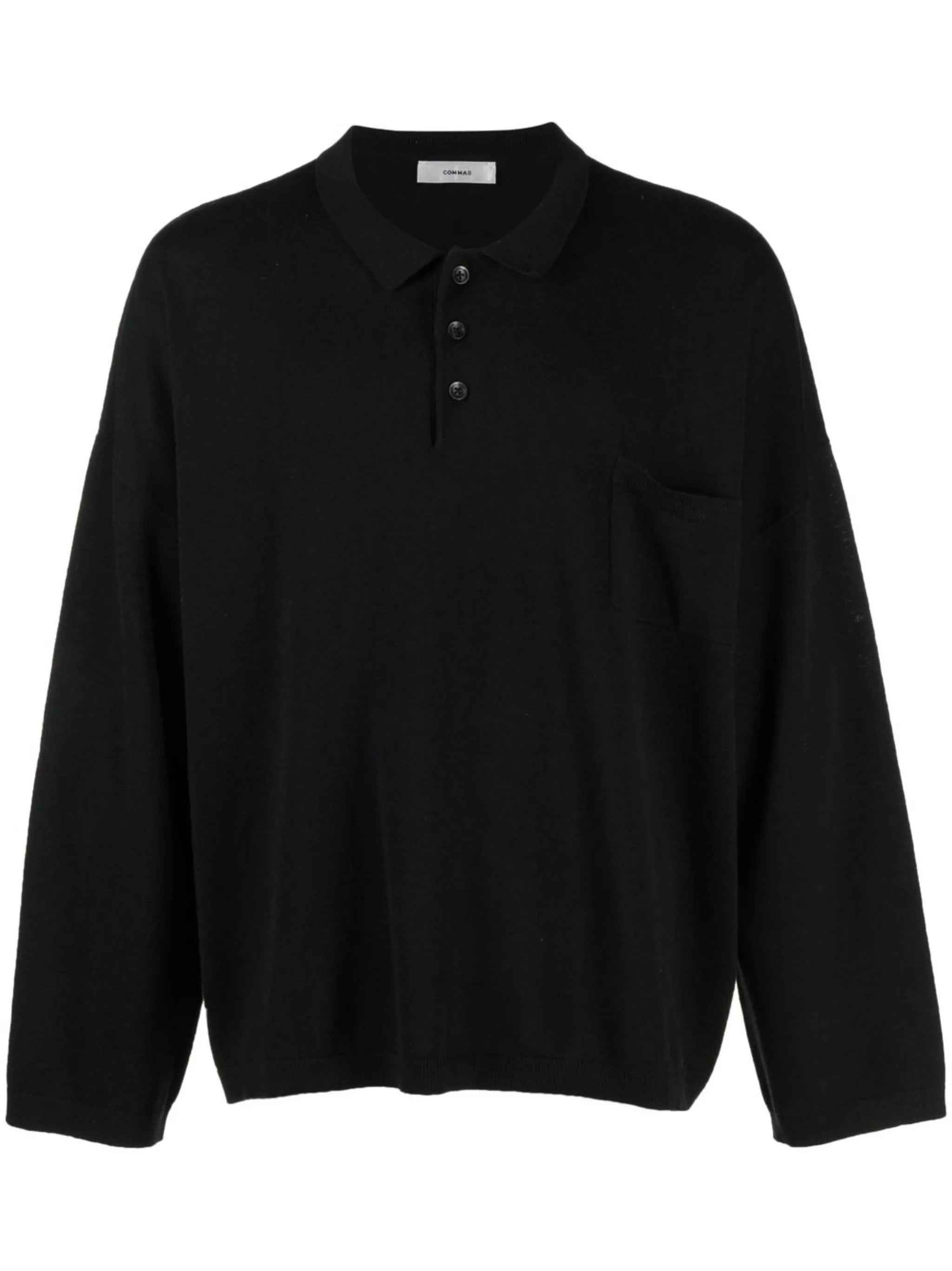 pocket long-sleeved polo shirt