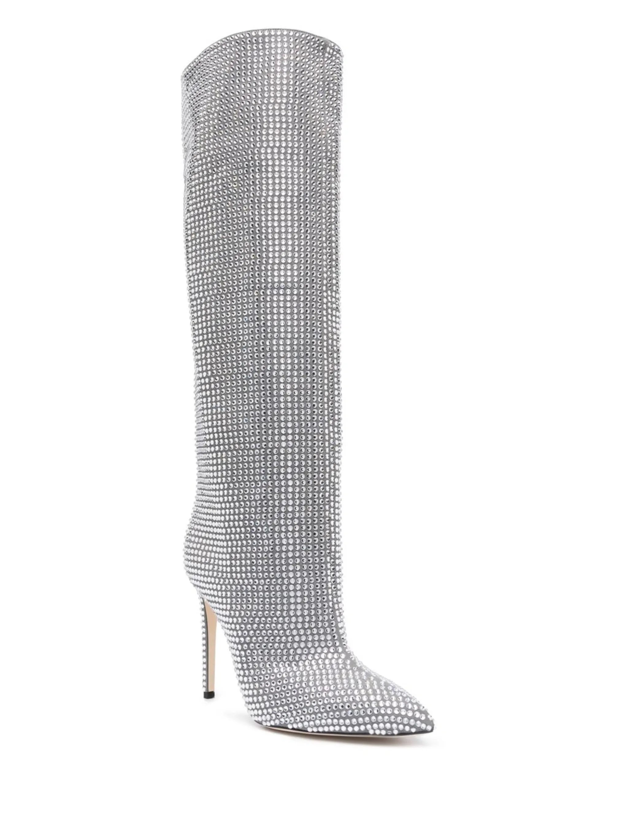 Holly crystal-embellished knee boots