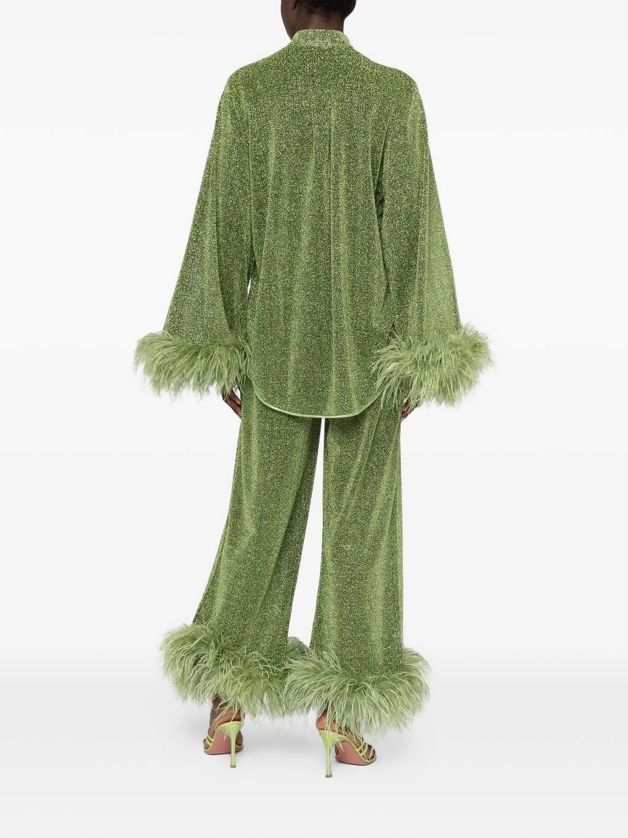 feather-trim blouse