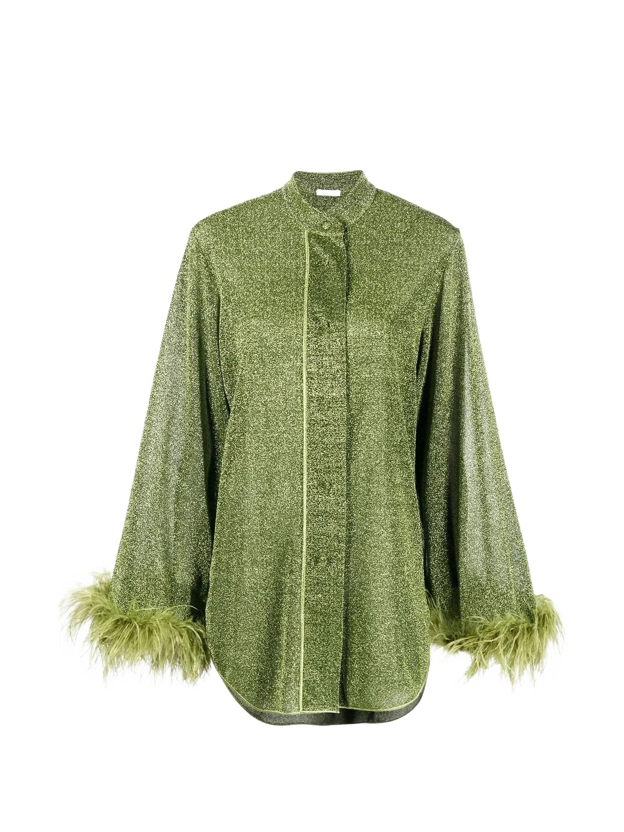 feather-trim blouse