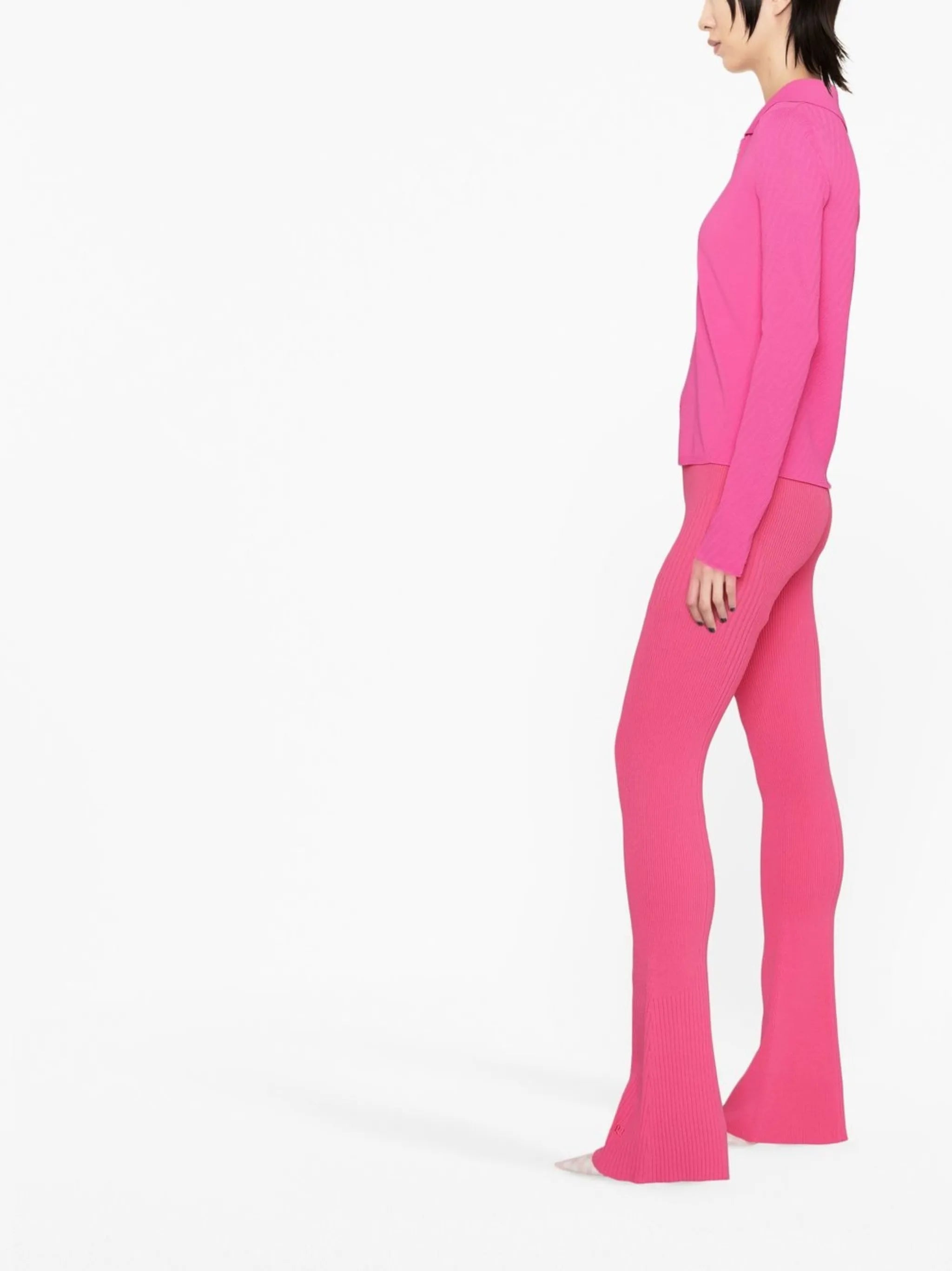 ribbed-knit flared trousers