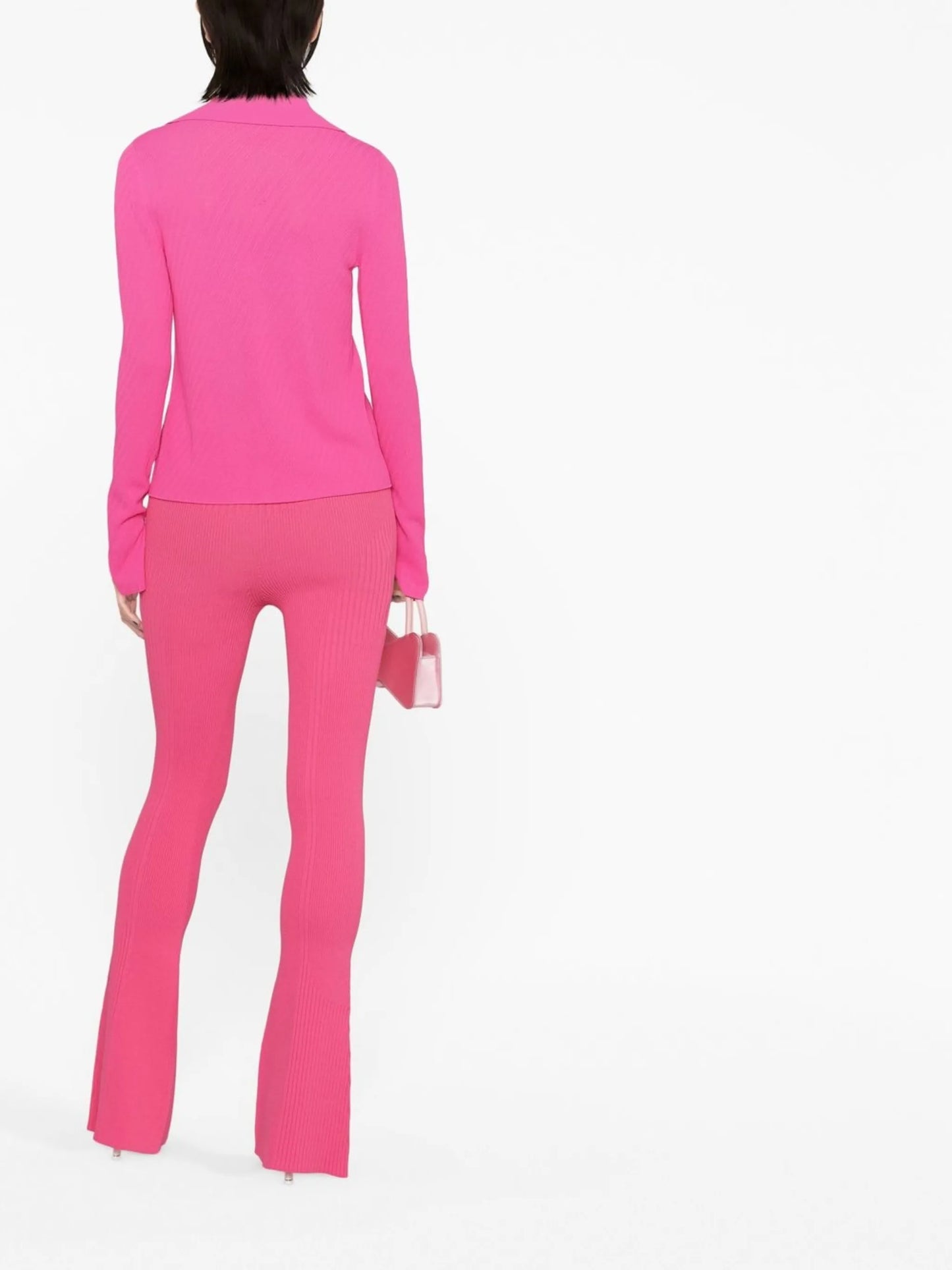 ribbed-knit flared trousers