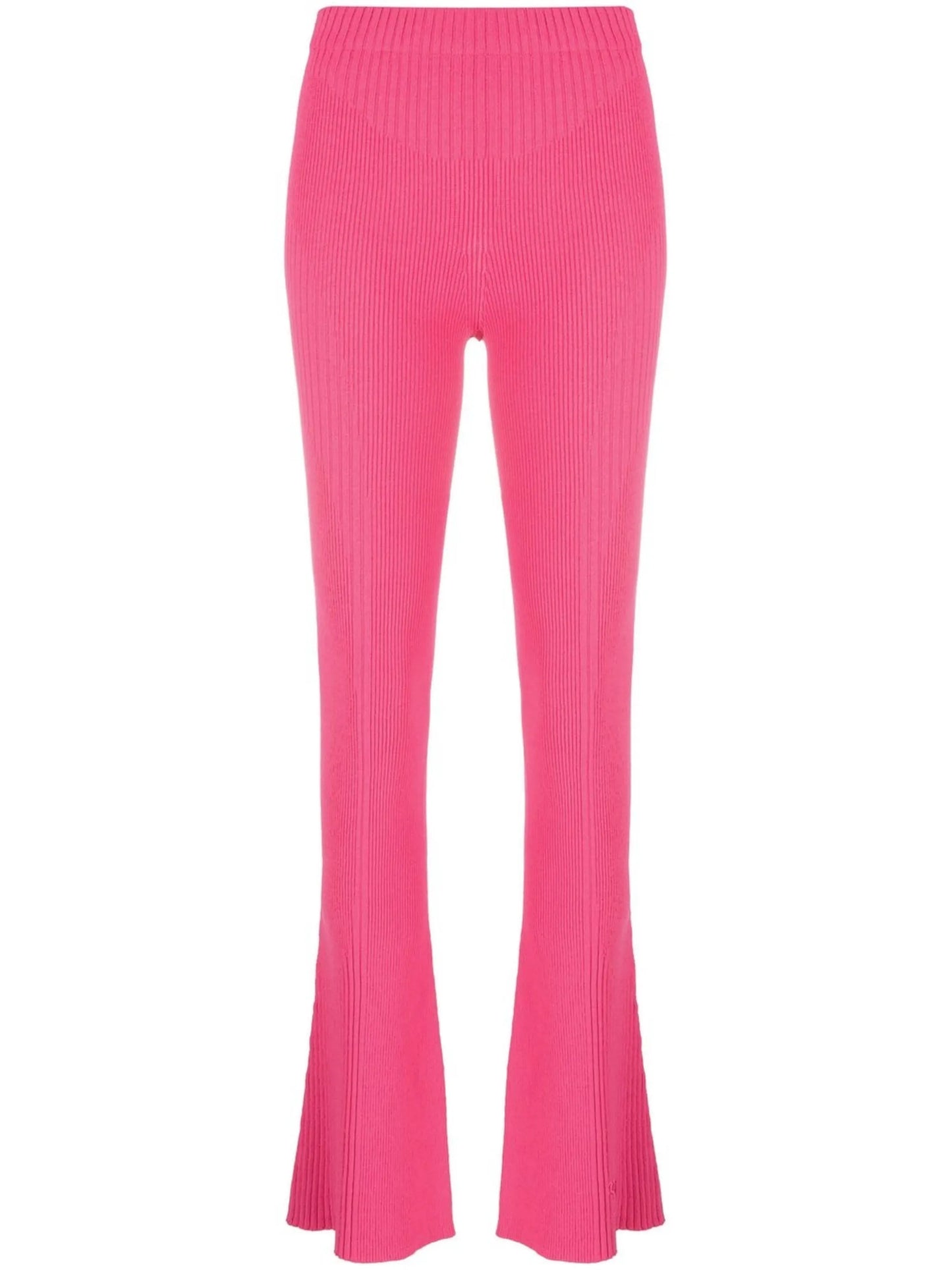 ribbed-knit flared trousers