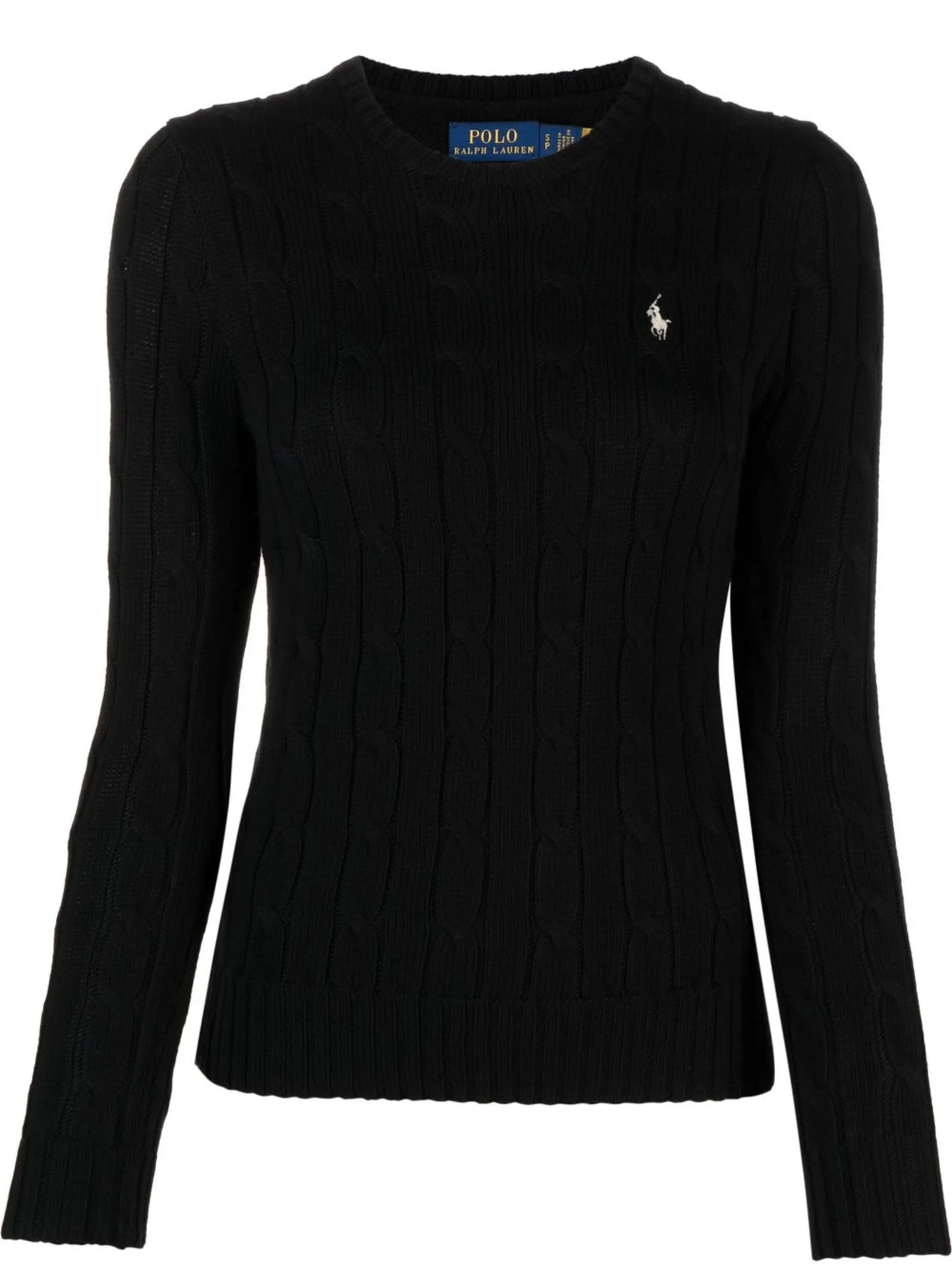 logo-embroidered cable-knit jumper