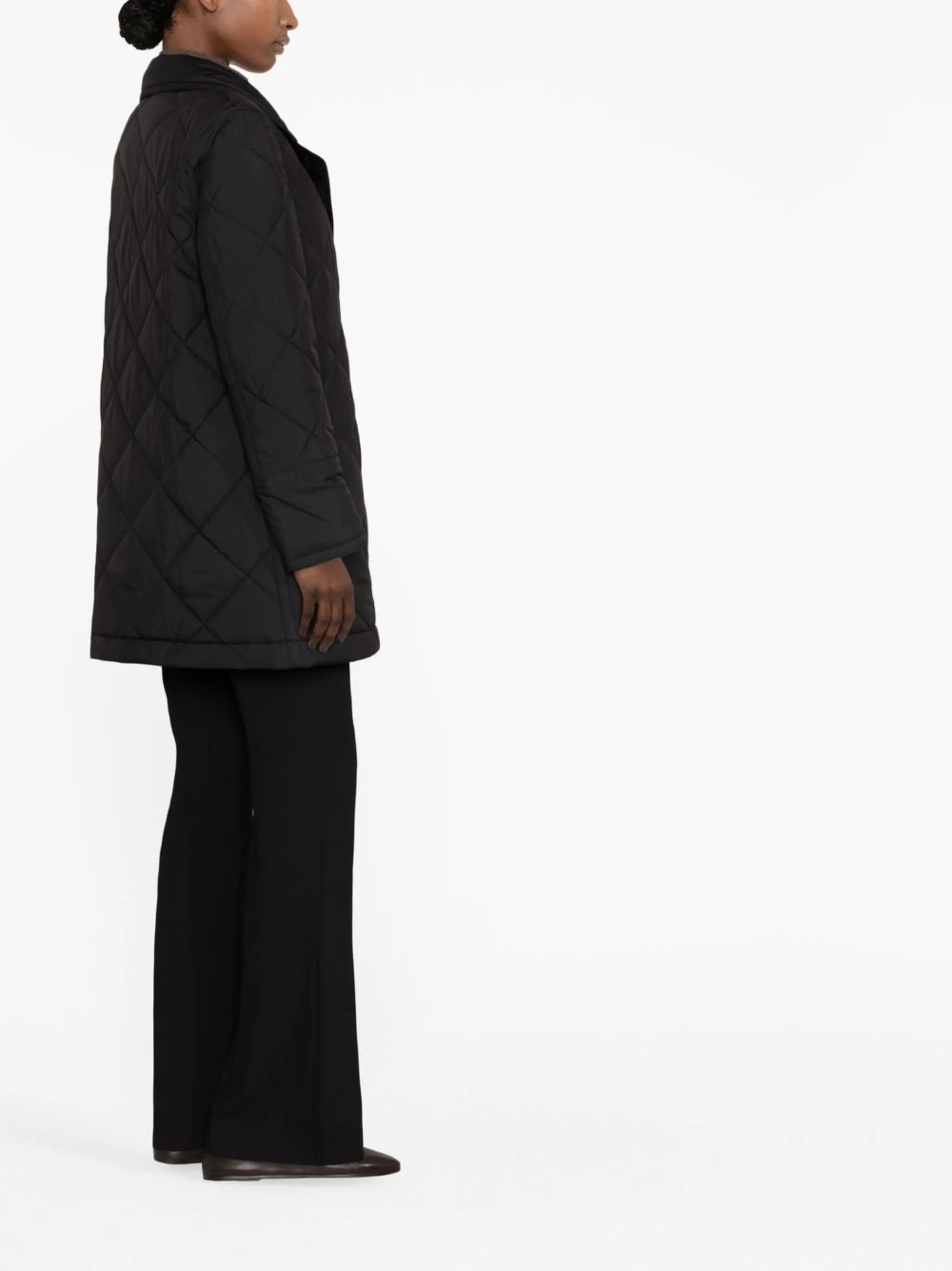 quilted double-breasted coat