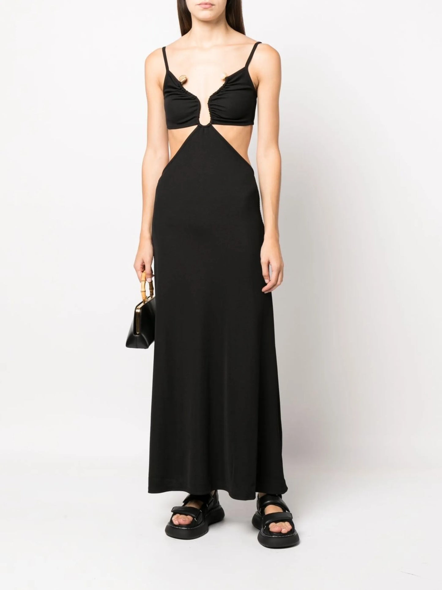 cut-out ribbed maxi dress