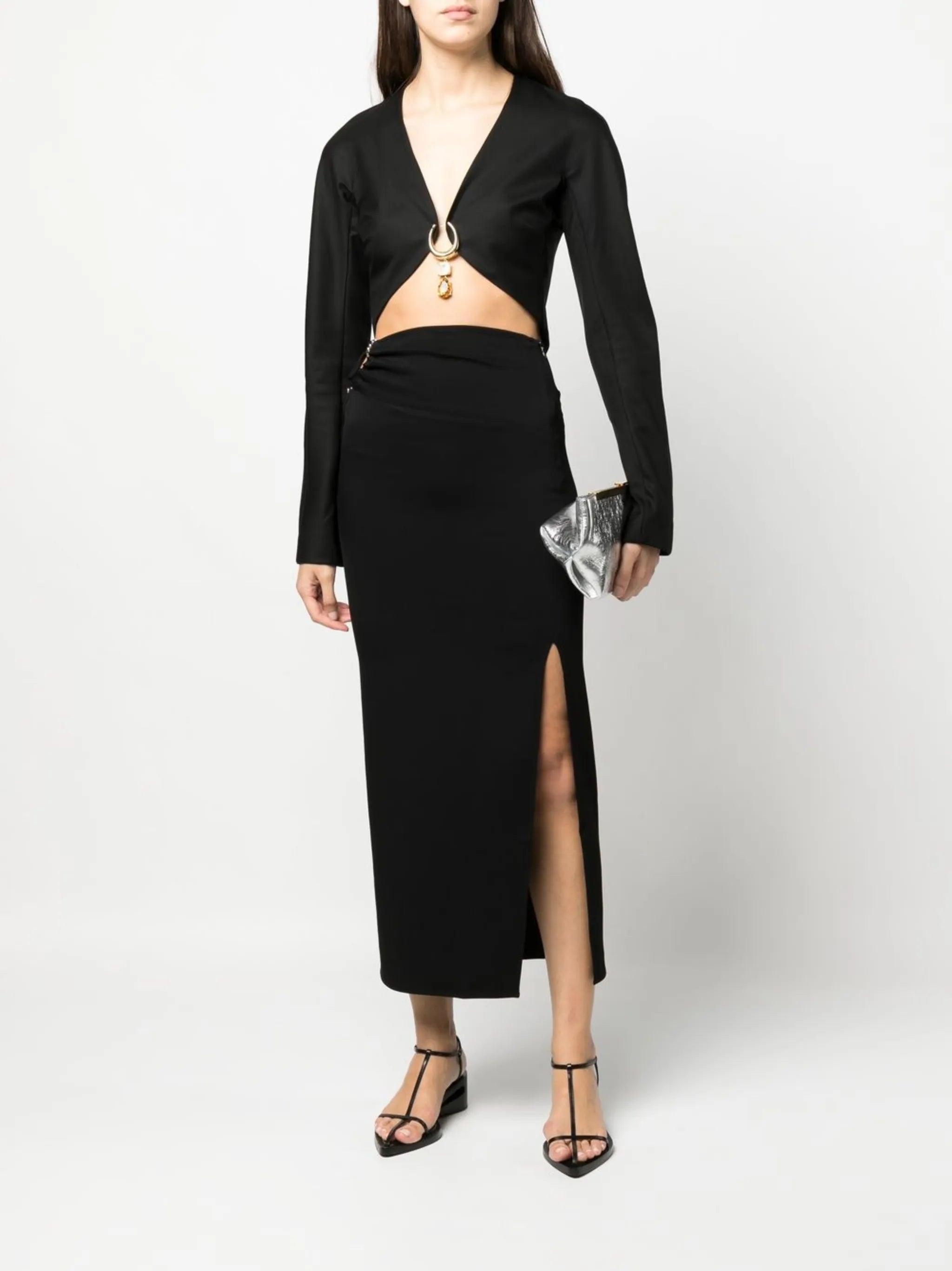 cut-out midi skirt
