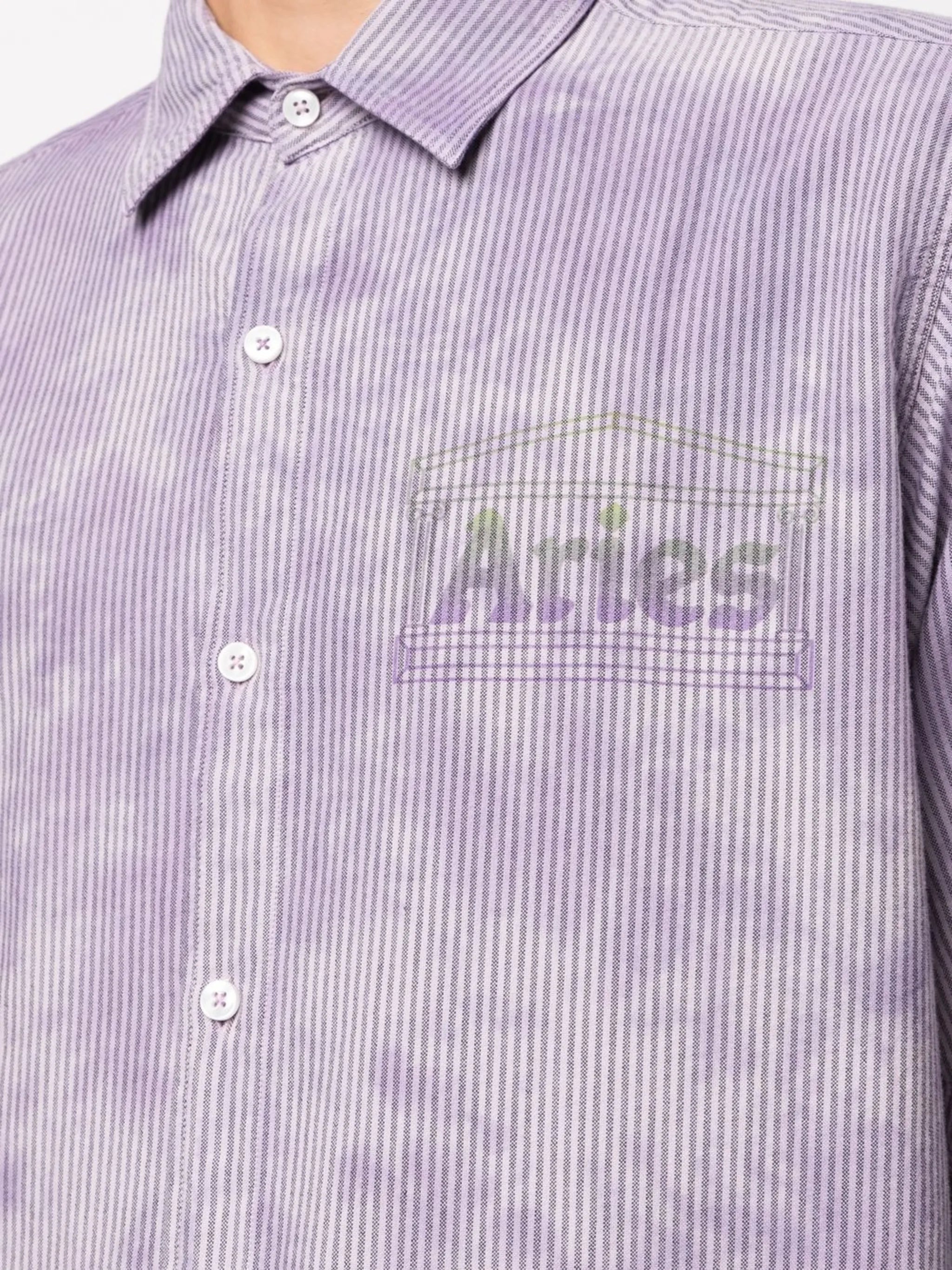 logo-print striped shirt