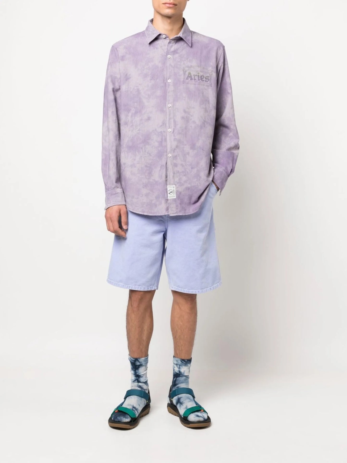 logo-print striped shirt