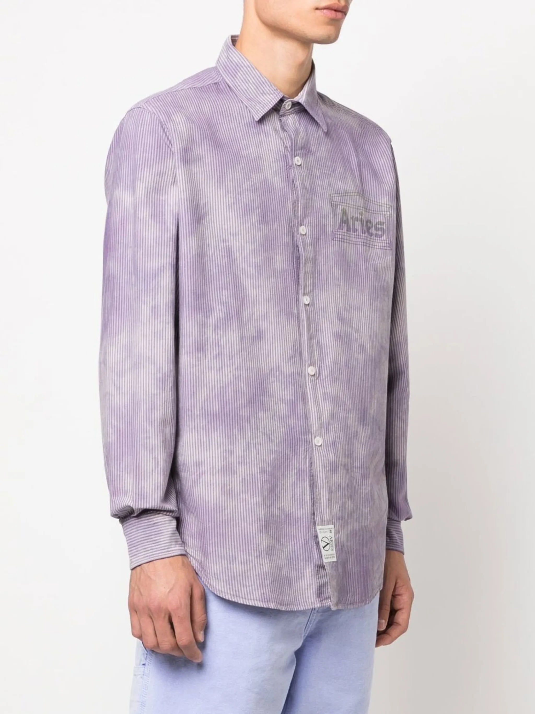 logo-print striped shirt