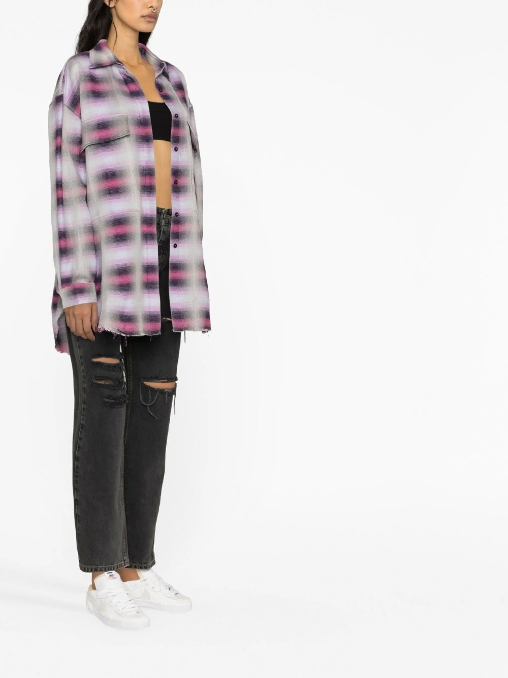 checked long-sleeved shirt