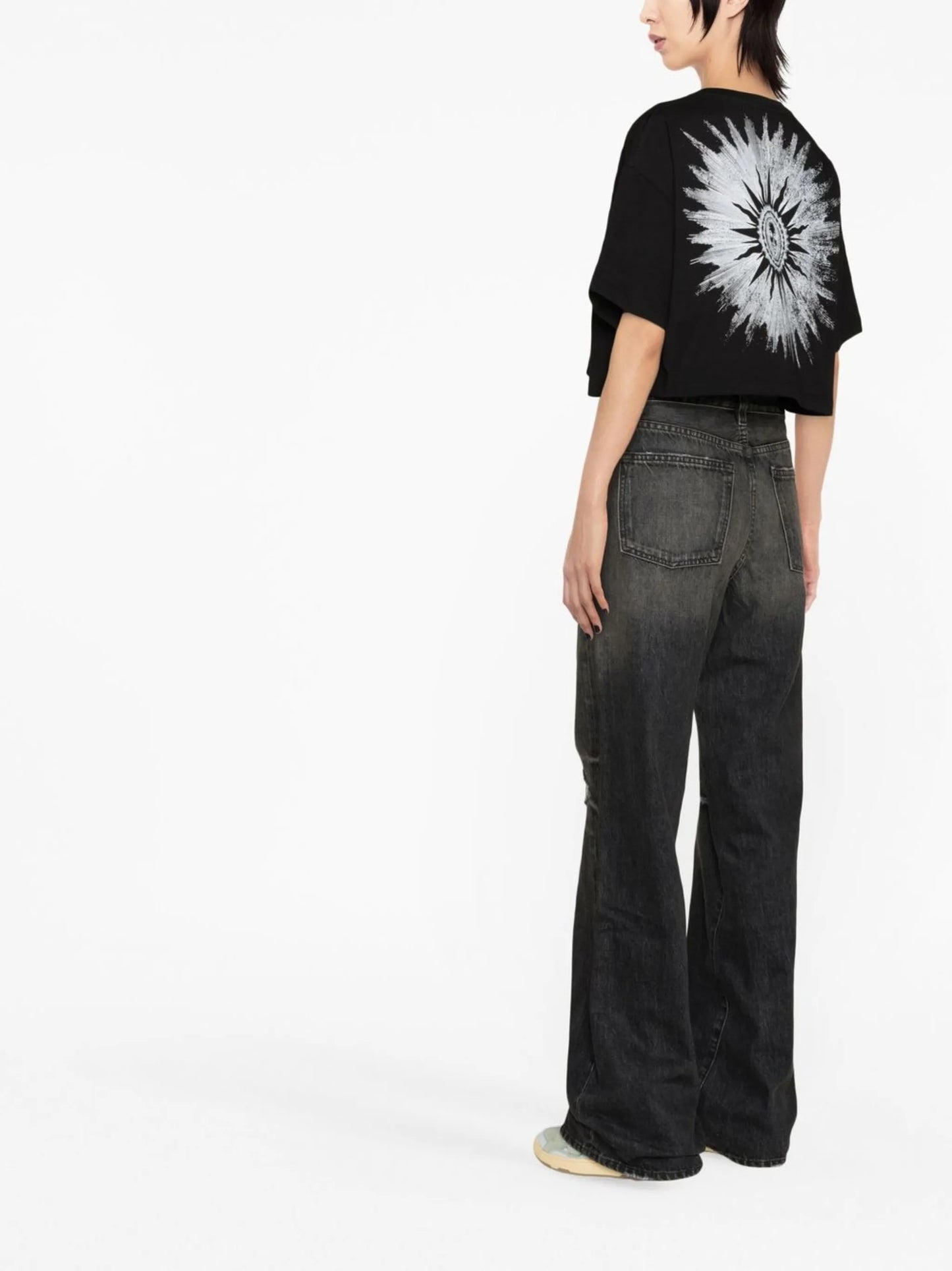 distressed wide-leg jeans