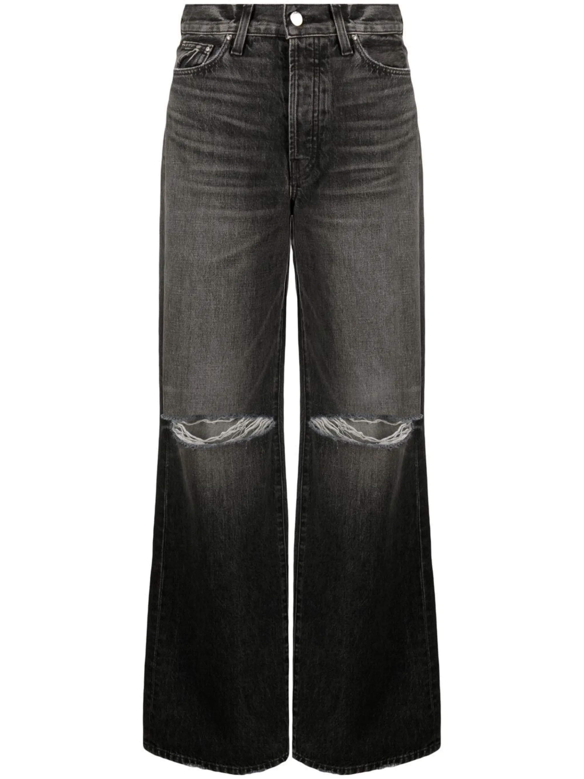 distressed wide-leg jeans