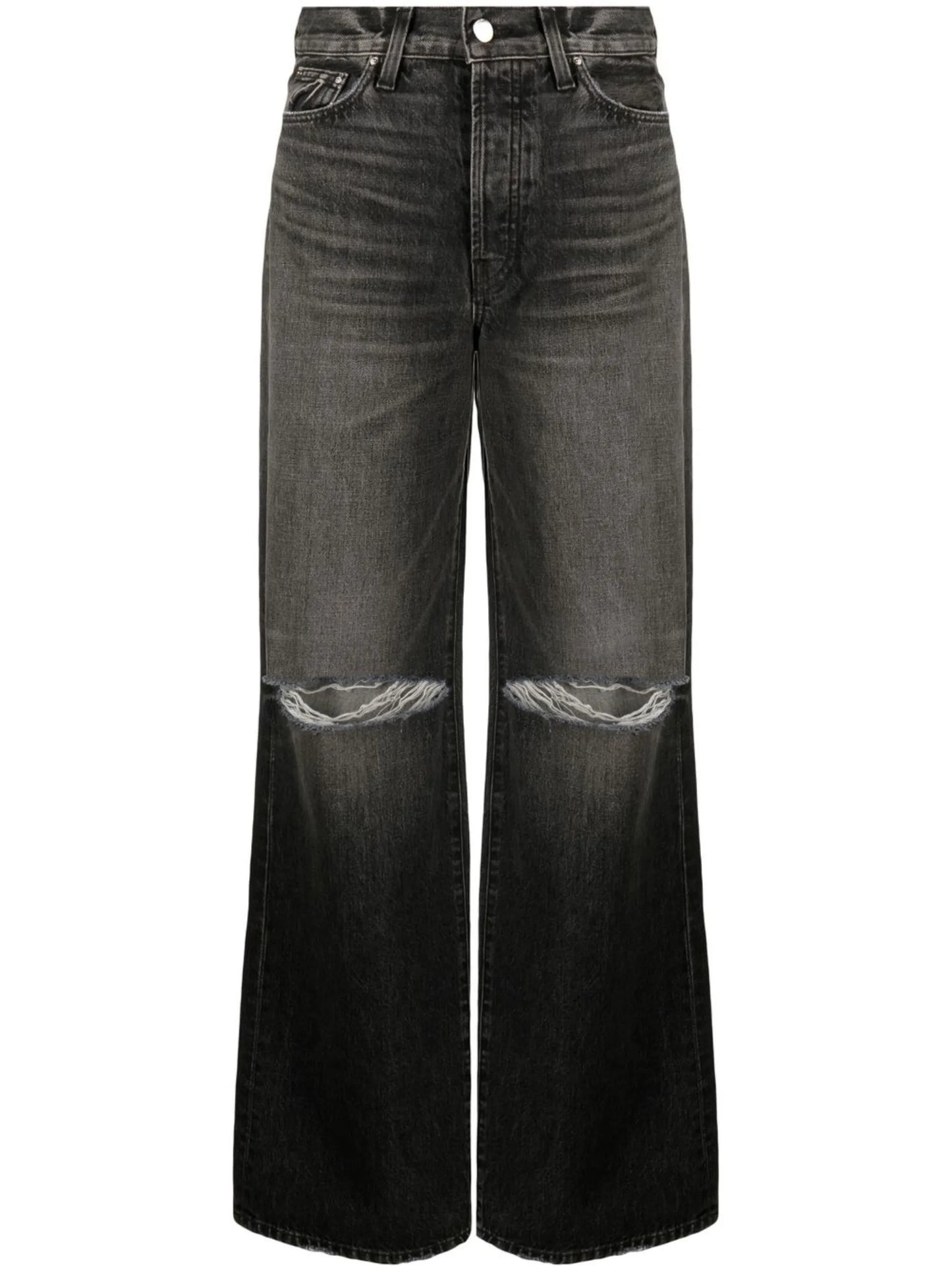 distressed wide-leg jeans