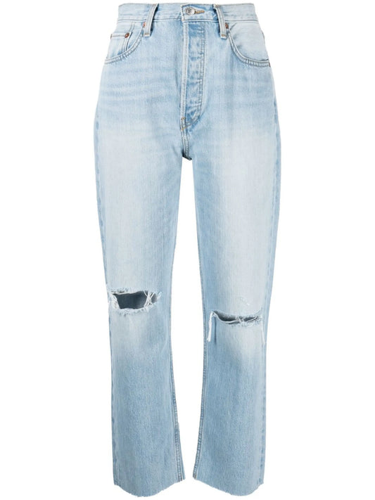 '70s ripped-knee cropped jeans