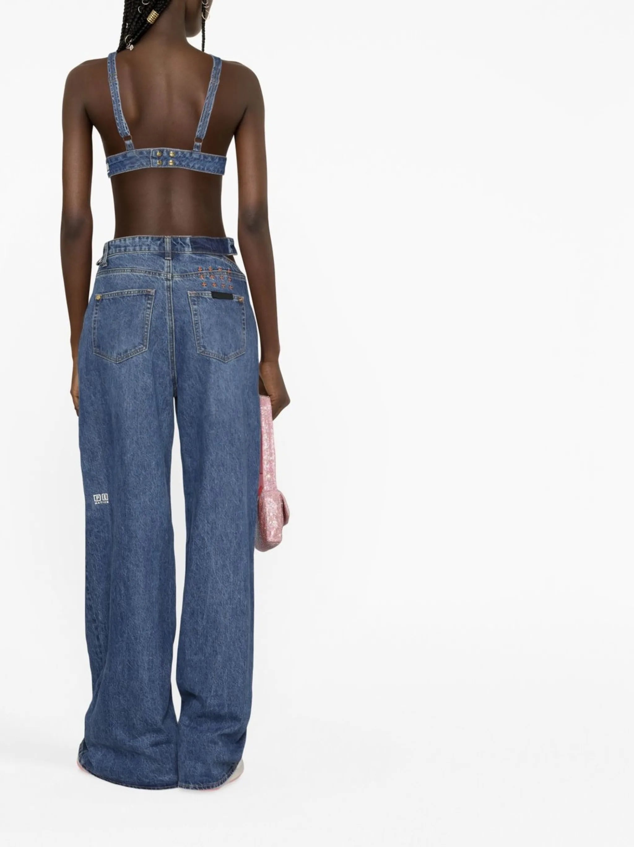 x P.E Nation Runaway denim bralette