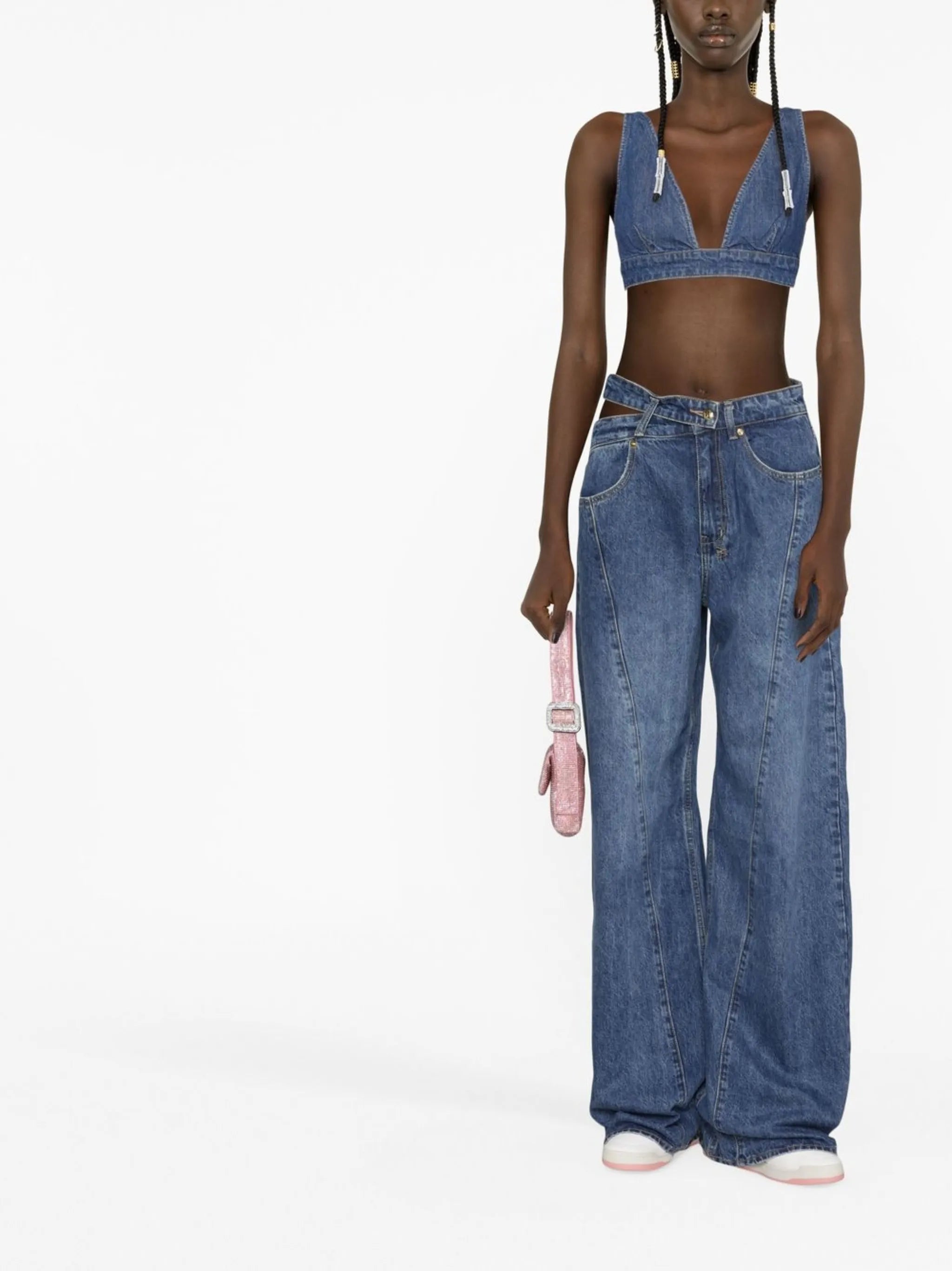 x P.E Nation Runaway denim bralette