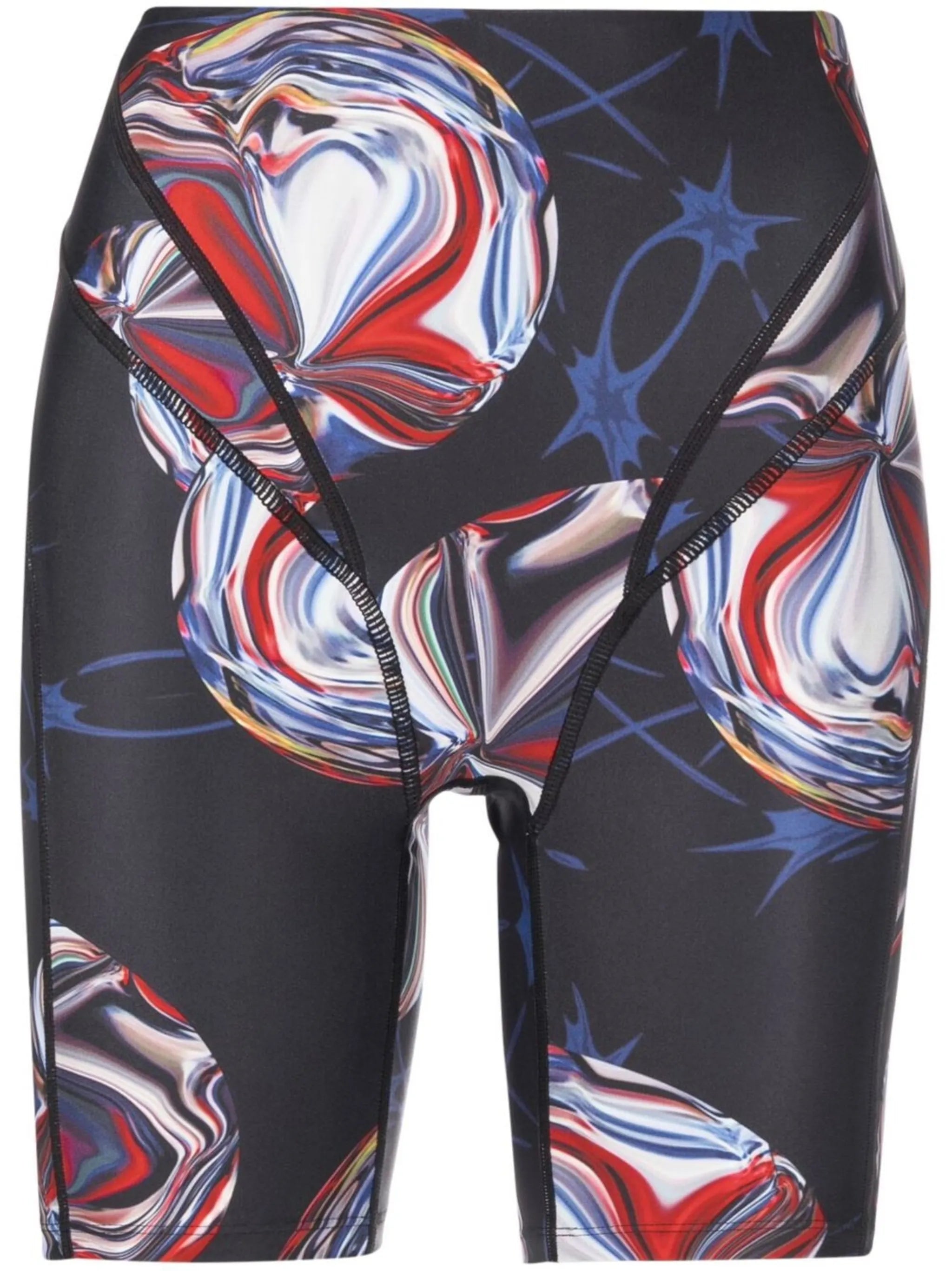 x P.E Nation warped-print cycling shorts