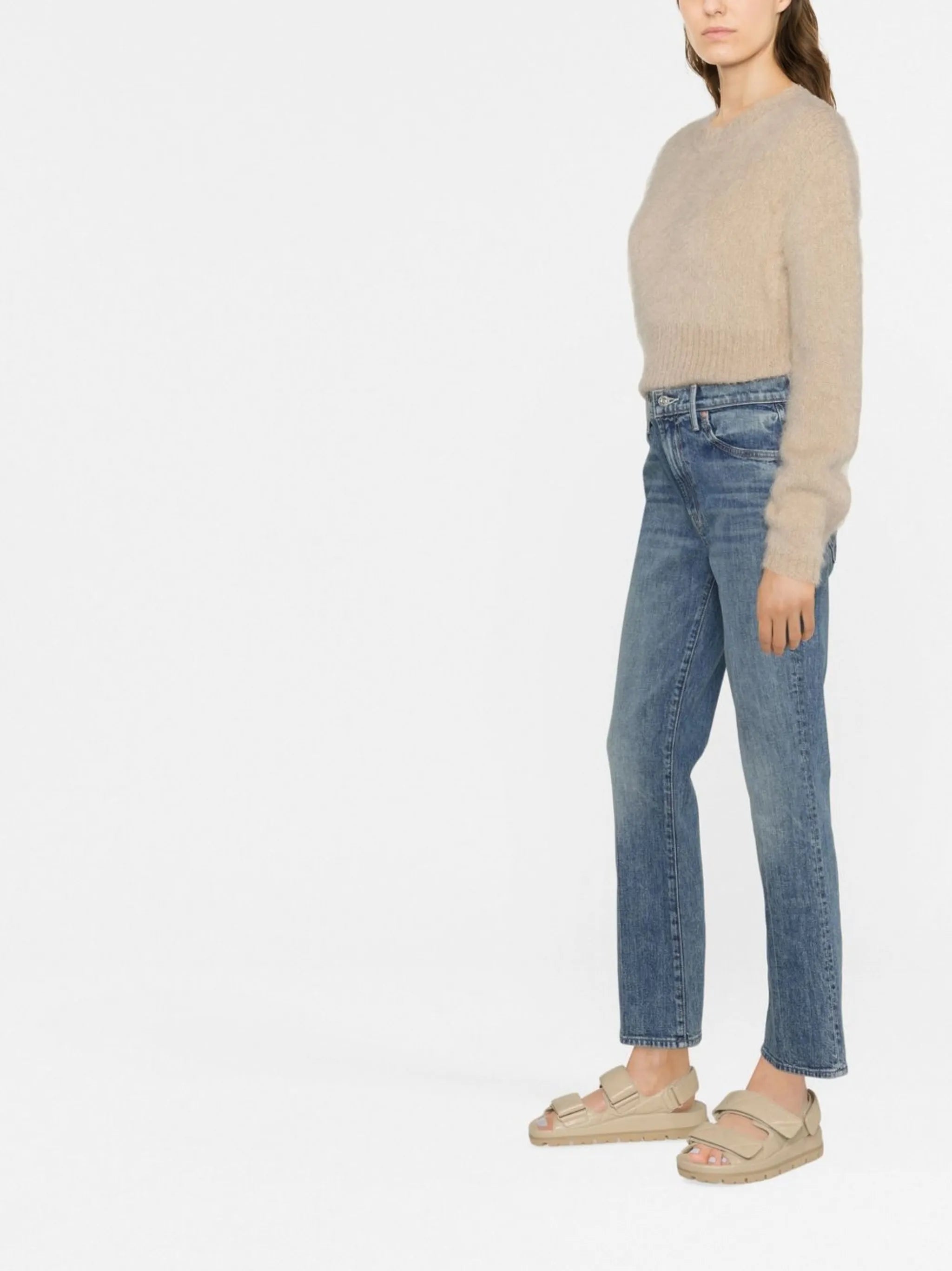 high-rise straight-leg jeans