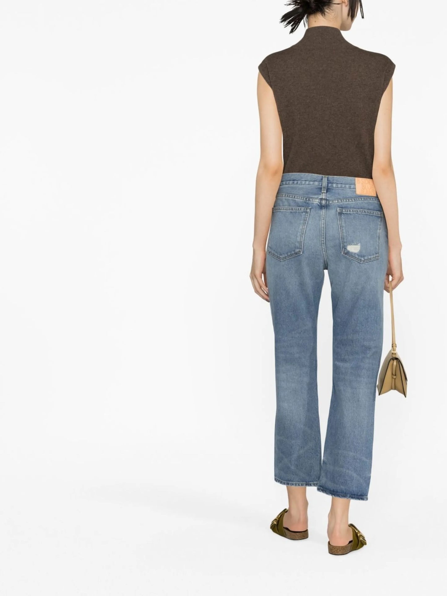 mid-rise ripped jeans