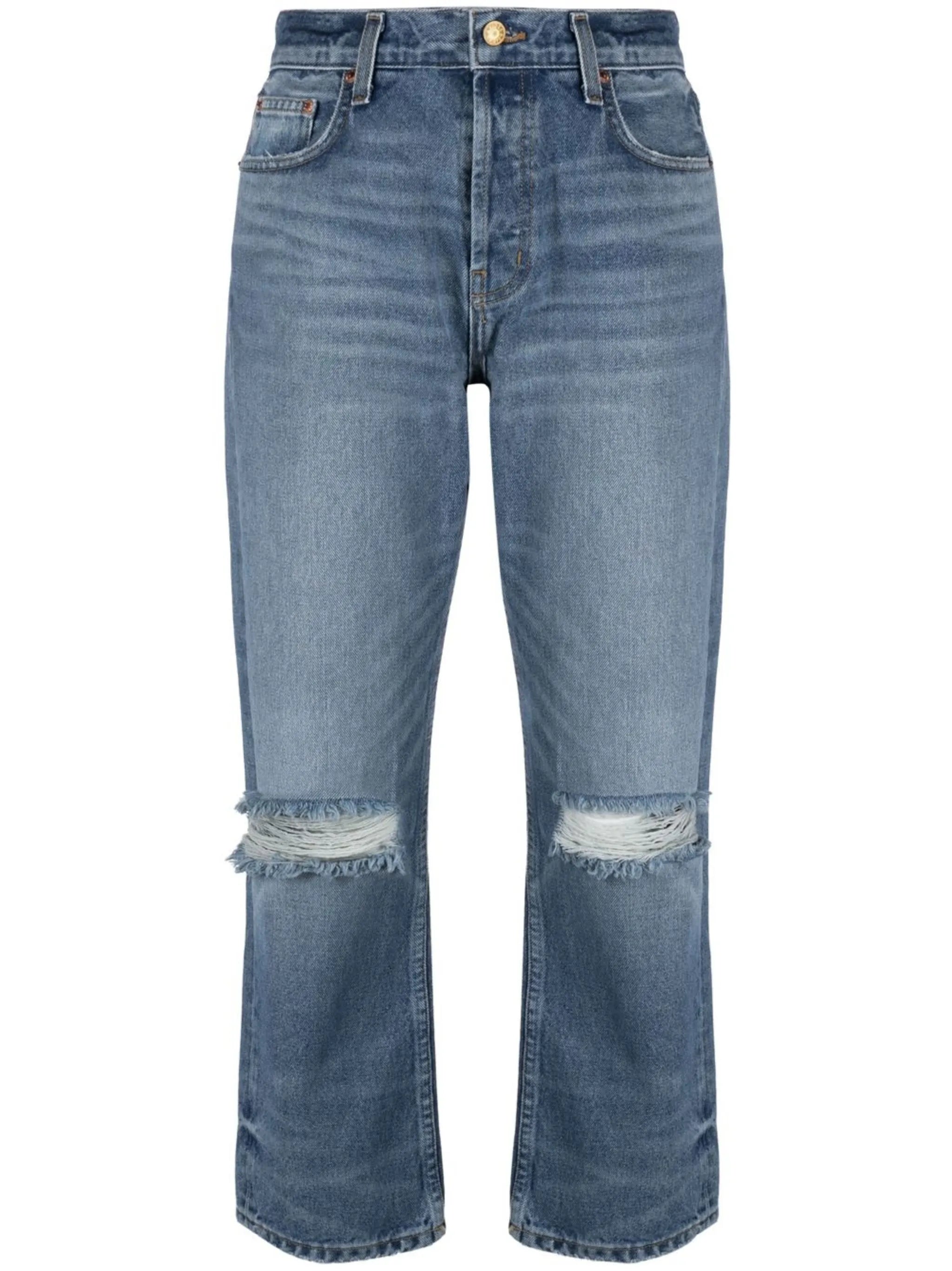 mid-rise ripped jeans