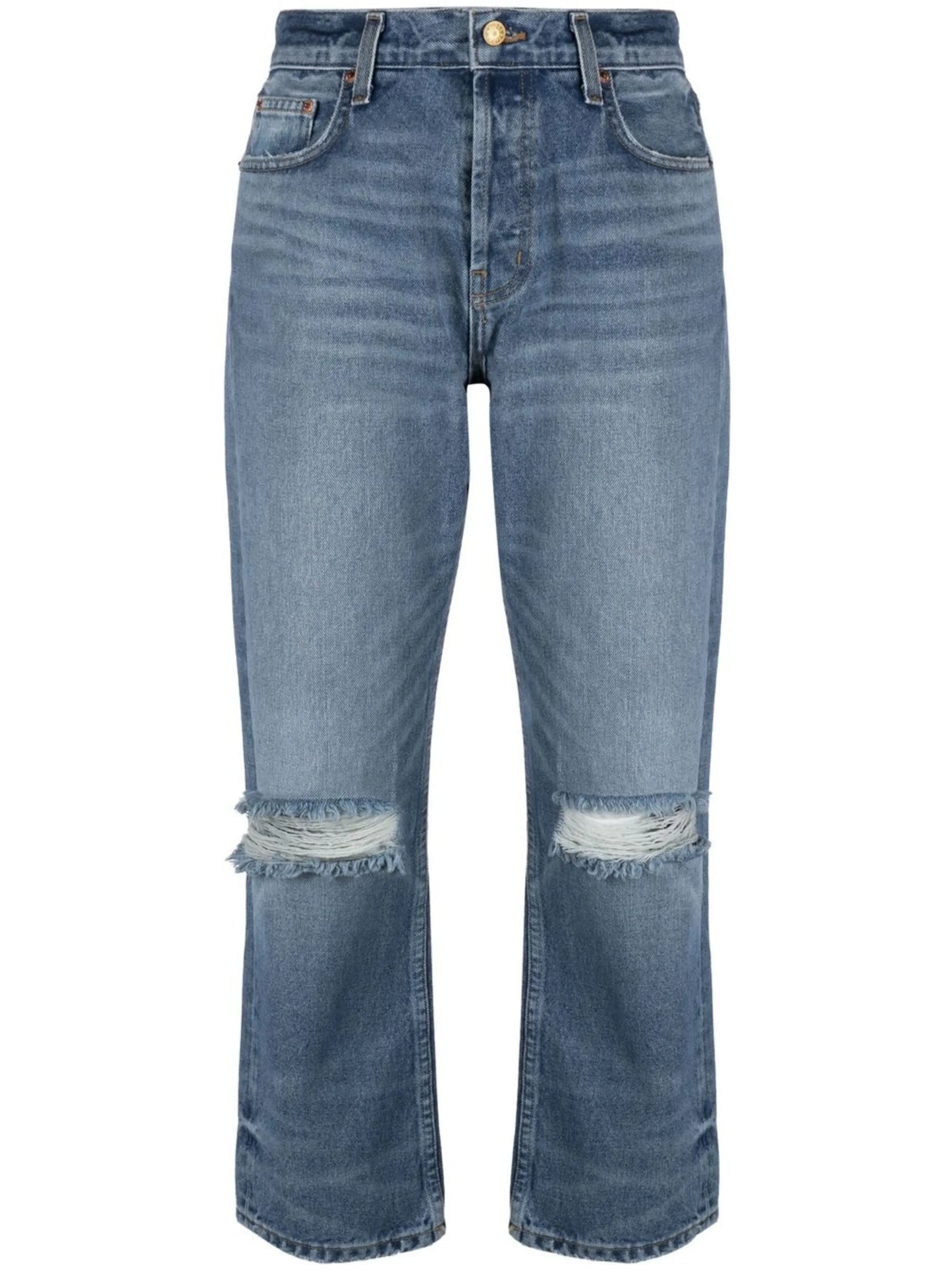 mid-rise ripped jeans